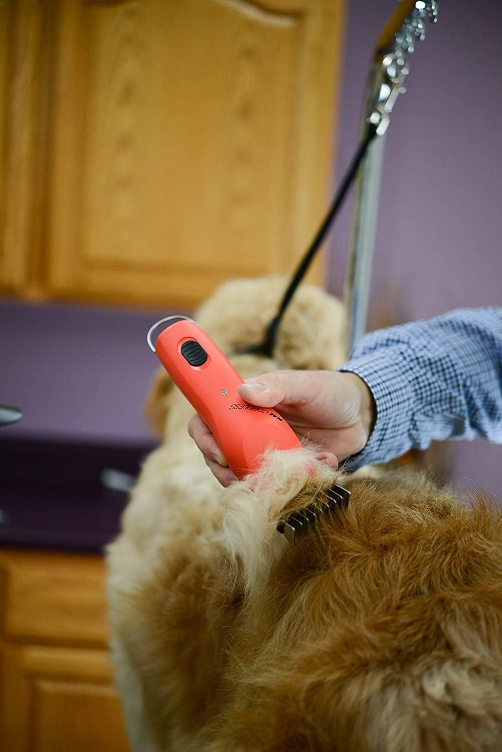 imageWAHL Professional Animal Stainless Steel Attachment Guide Comb Detachable Blade Pet Clippers 5 18 Inch Cut Length 3371100 RedYellow