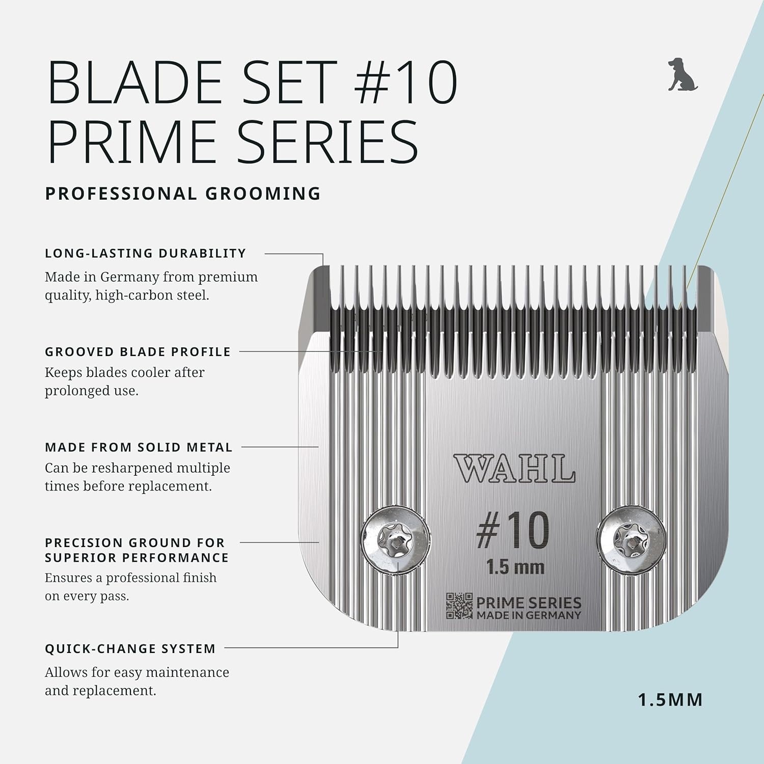 imageWahl Pro Animal Wide Prime Series Blades Professional Fine Tooth Pet Clipper for Horse Cat amp Dog Grooming Made from HighCarbon Steel 10W 15mm10