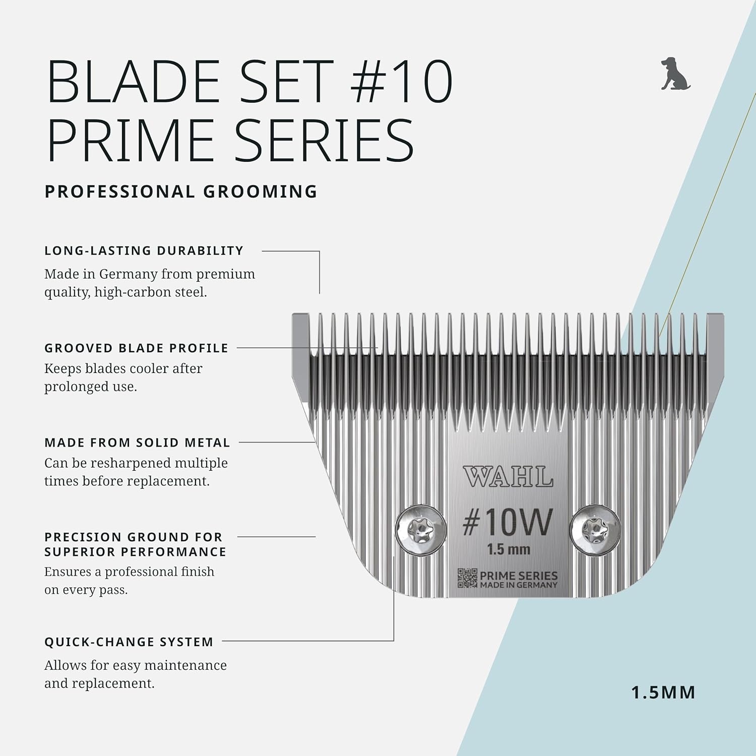 imageWahl Pro Animal Wide Prime Series Blades Professional Fine Tooth Pet Clipper for Horse Cat amp Dog Grooming Made from HighCarbon Steel 10W 15mm10W