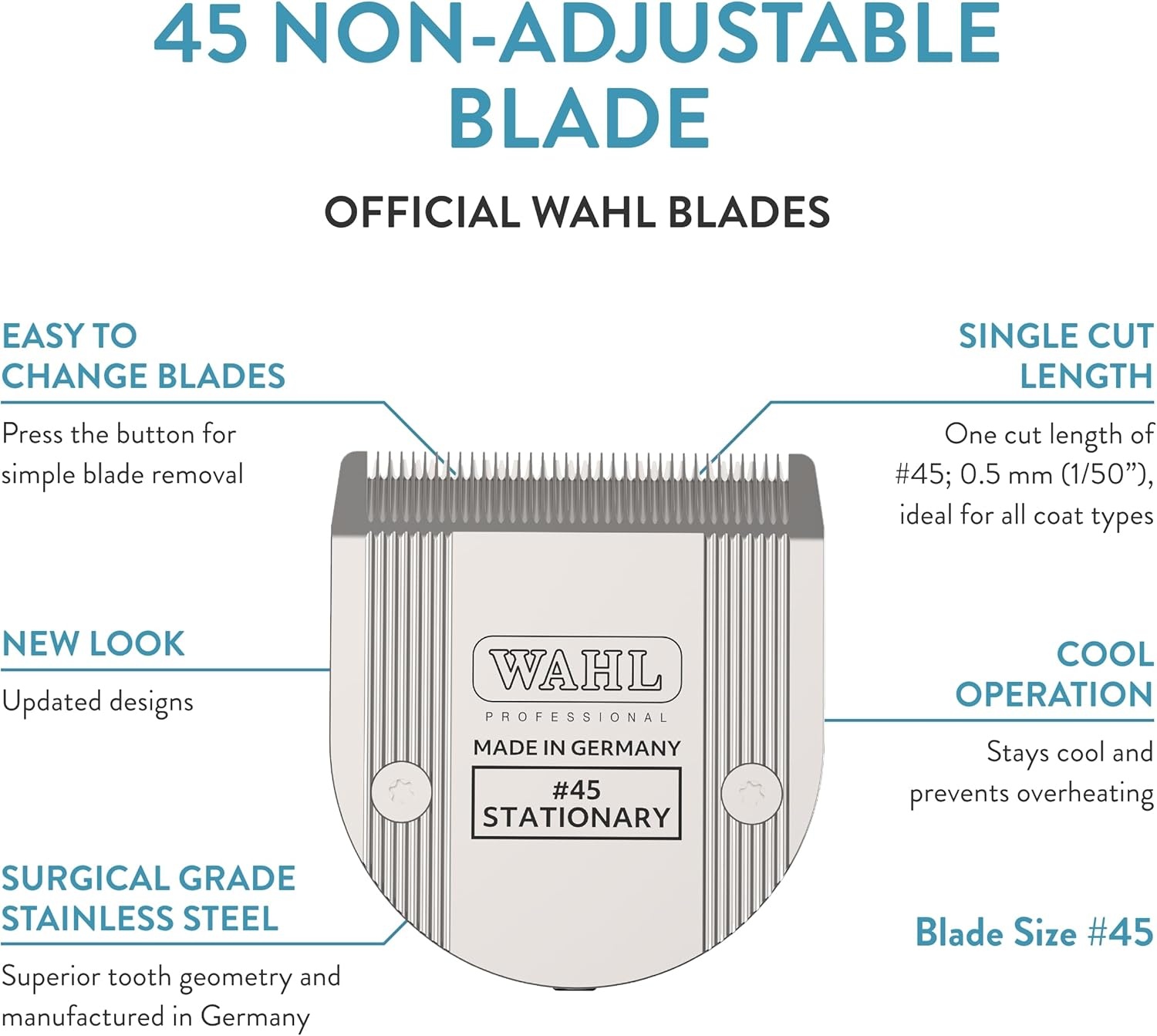 imageWahl Professional Animal 45 NonAdjustable Blade Arco 5 Style Groom Bravura Chromado Creativa amp Figura 5in1 Pet Dog amp Horse Clippers 418737190 Clipper Replacement Blades Silver