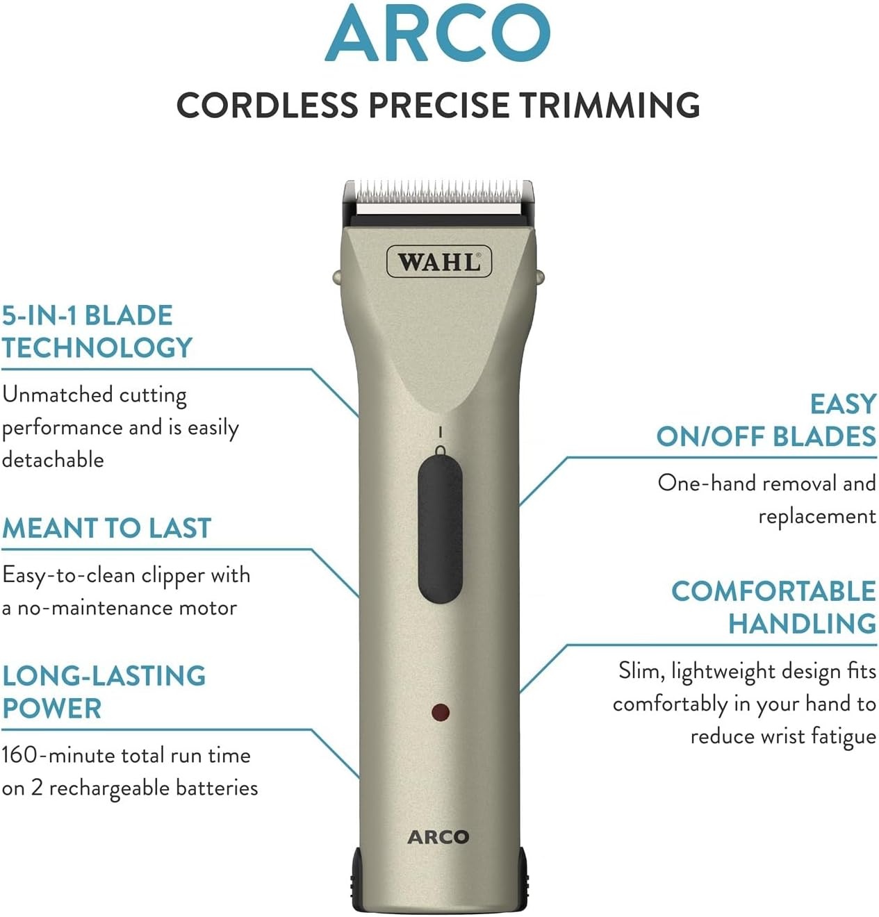 imageWahl Professional Animal Arco Pet Dog Cat and Horse Cordless Clipper Kit Champagne 8786452Champagne