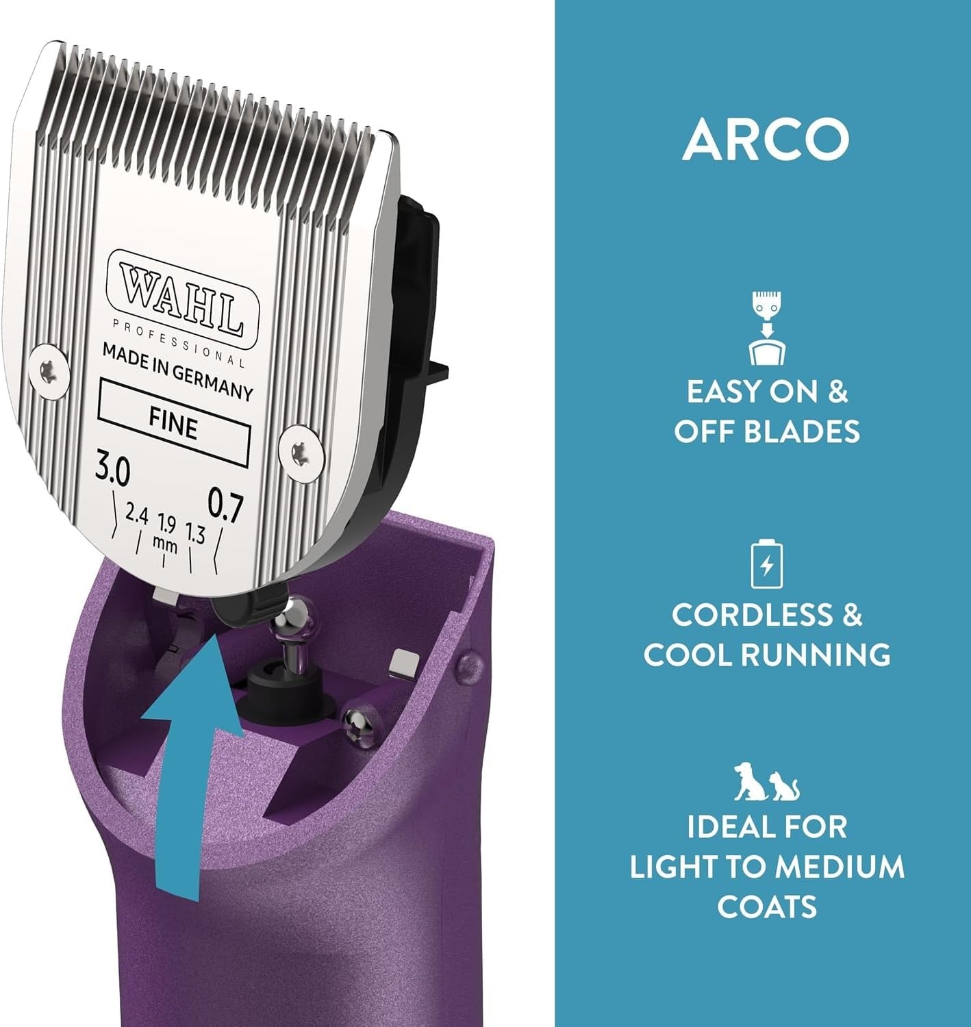 imageWahl Professional Animal Arco Pet Dog Cat and Horse Cordless Clipper Kit Champagne 8786452Purple