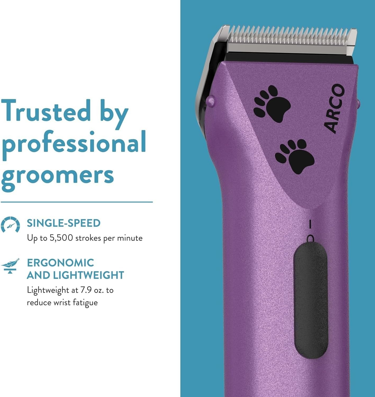 imageWahl Professional Animal Arco Pet Dog Cat and Horse Cordless Clipper Kit Champagne 8786452Purple