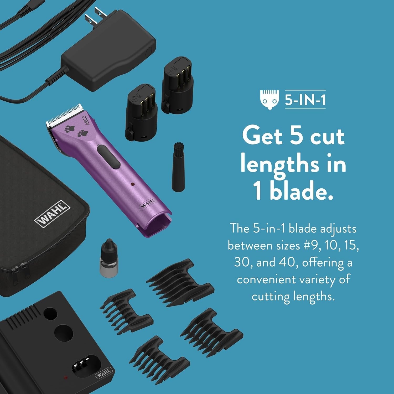imageWahl Professional Animal Arco Pet Dog Cat and Horse Cordless Clipper Kit Champagne 8786452Purple