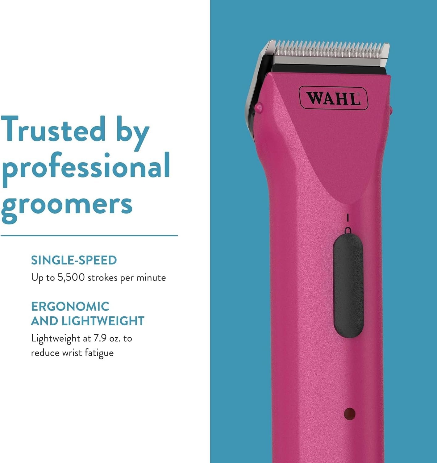 imageWahl Professional Animal Arco Pet Dog Cat and Horse Cordless Clipper Kit Champagne 8786452Radiant Pink