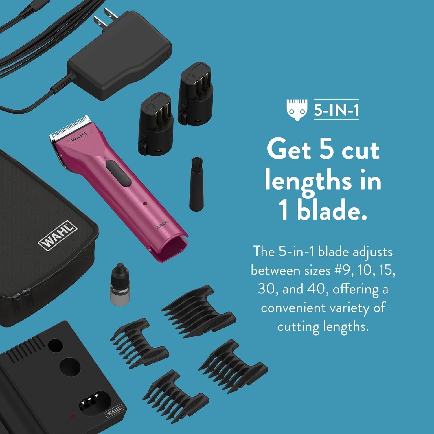 imageWahl Professional Animal Arco Pet Dog Cat and Horse Cordless Clipper Kit Champagne 8786452Radiant Pink