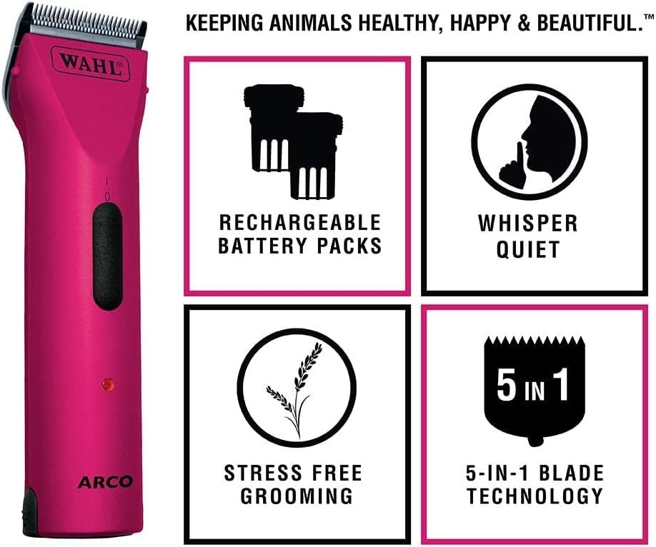 imageWahl Professional Animal Arco Pet Dog Cat and Horse Cordless Clipper Kit Champagne 8786452Radiant Pink