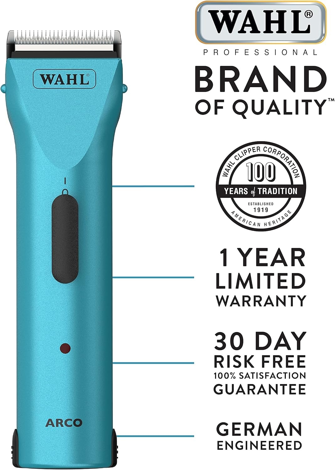 imageWahl Professional Animal Arco Pet Dog Cat and Horse Cordless Clipper Kit Champagne 8786452Teal