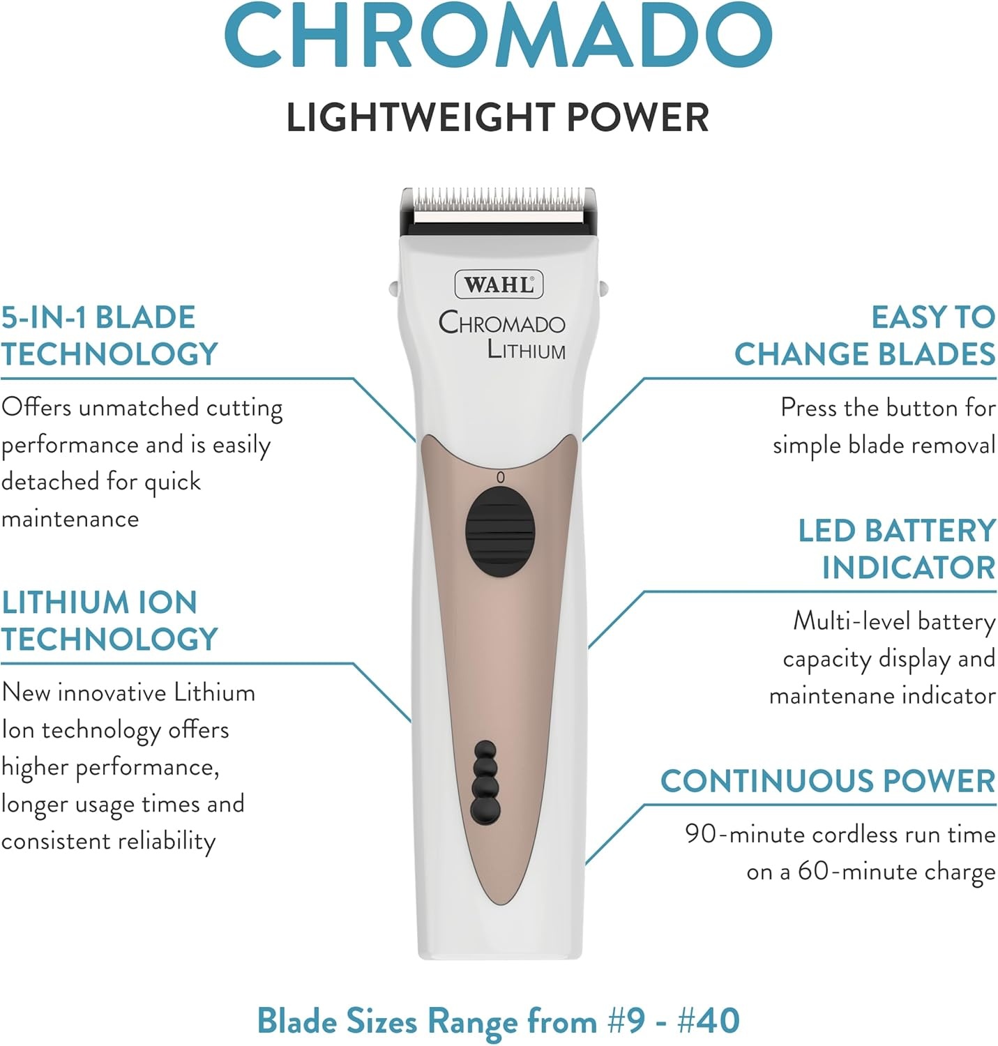 imageWahl Professional Animal Chromado Lithium Pet Dog Cat amp Horse CordedCordless Clipper Kit 418710434 Dog Cat amp Horse Grooming Supplies CordCordless Pet Clippers Black amp SilverWhite and Rose Gold