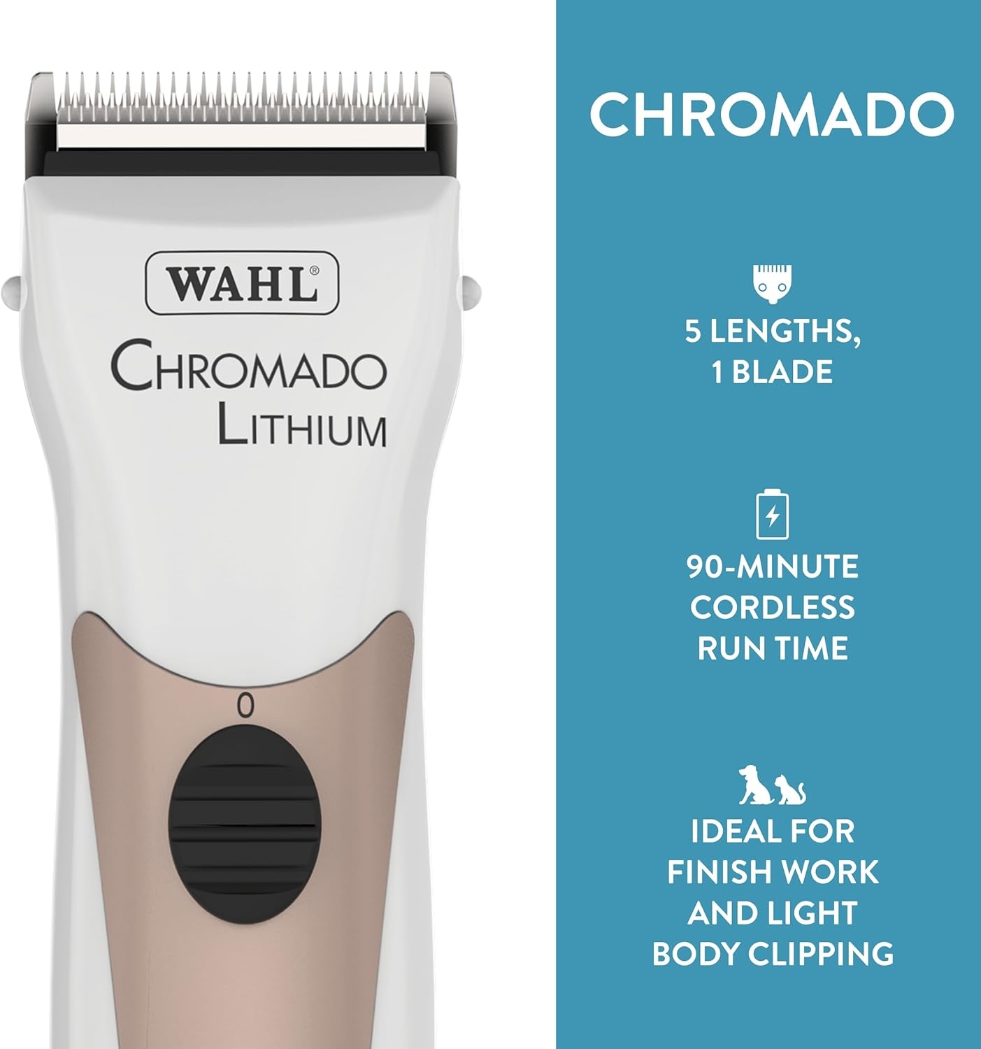 imageWahl Professional Animal Chromado Lithium Pet Dog Cat amp Horse CordedCordless Clipper Kit 418710434 Dog Cat amp Horse Grooming Supplies CordCordless Pet Clippers Black amp SilverWhite and Rose Gold