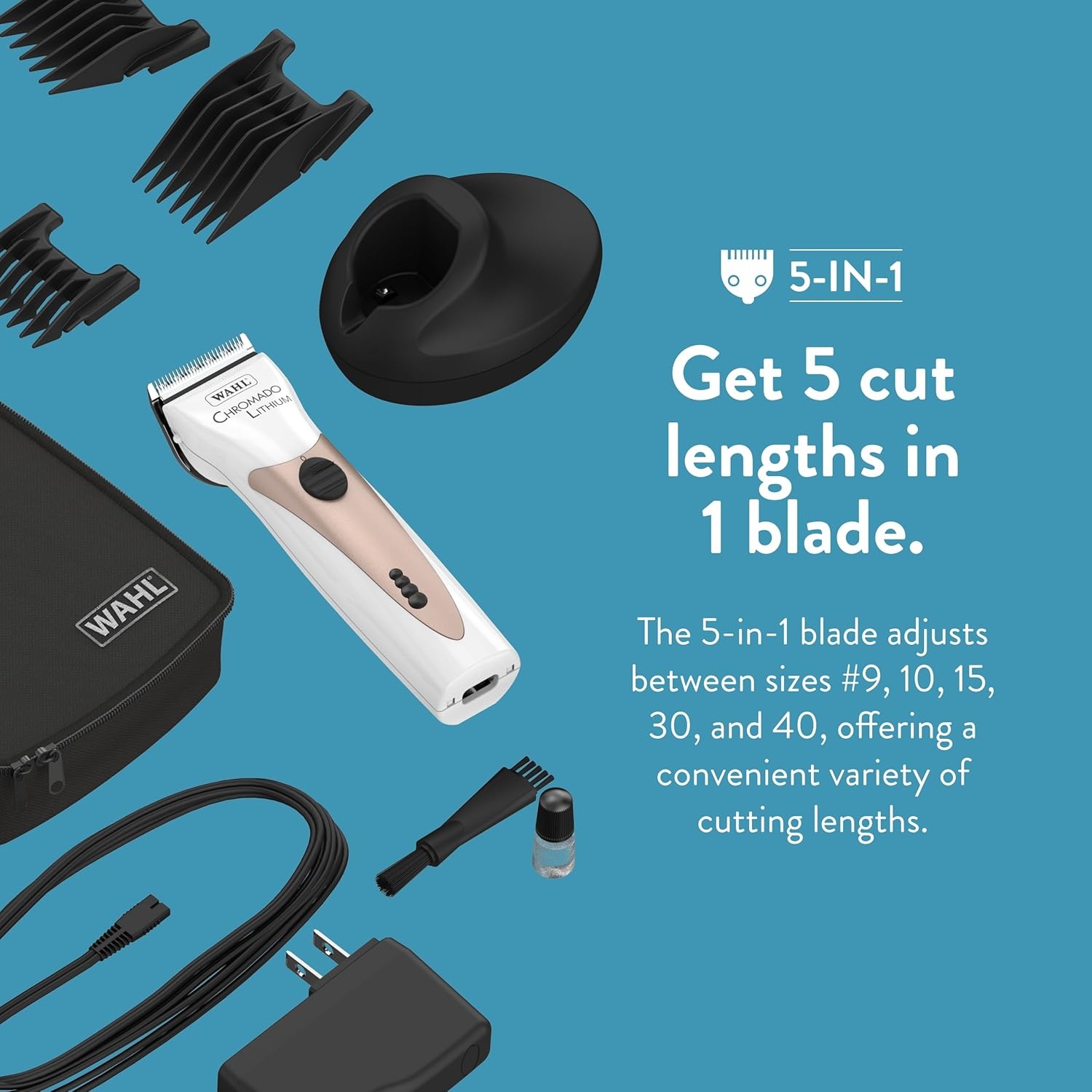 imageWahl Professional Animal Chromado Lithium Pet Dog Cat amp Horse CordedCordless Clipper Kit 418710434 Dog Cat amp Horse Grooming Supplies CordCordless Pet Clippers Black amp SilverWhite and Rose Gold