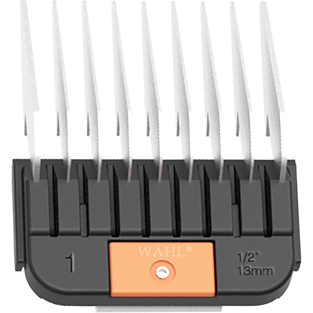 imageWAHL Professional Animal Stainless Steel Attachment Guide Comb Detachable Blade Pet Clippers 5 18 Inch Cut Length 3371100 RedOrange