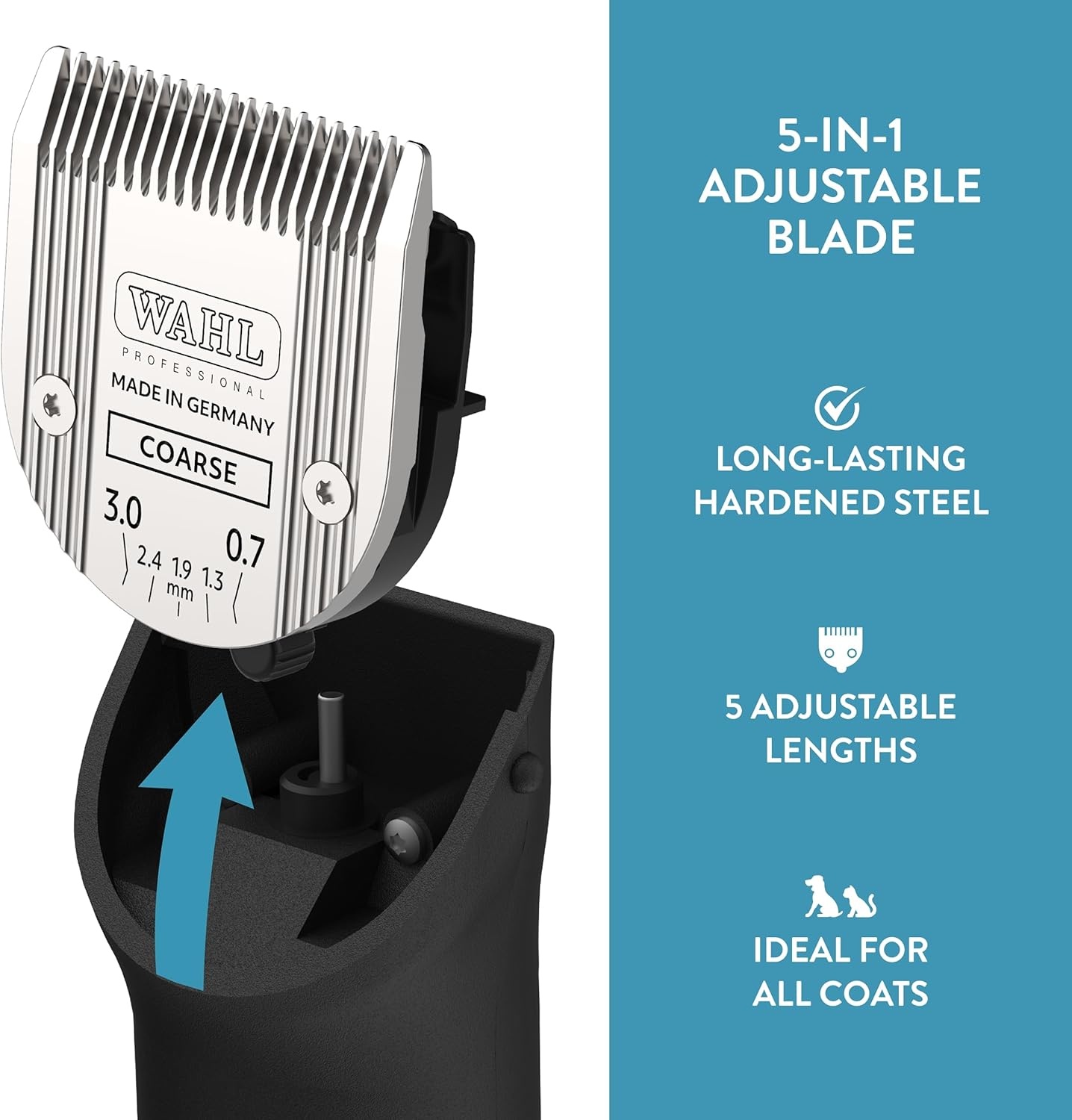 imageWAHL Professional Animal 5in1 Adjustable Blade Arco Bravura Chromado Creativa Figura and Motion Pet Dog and Horse Clippers Coarse 2179401Silver