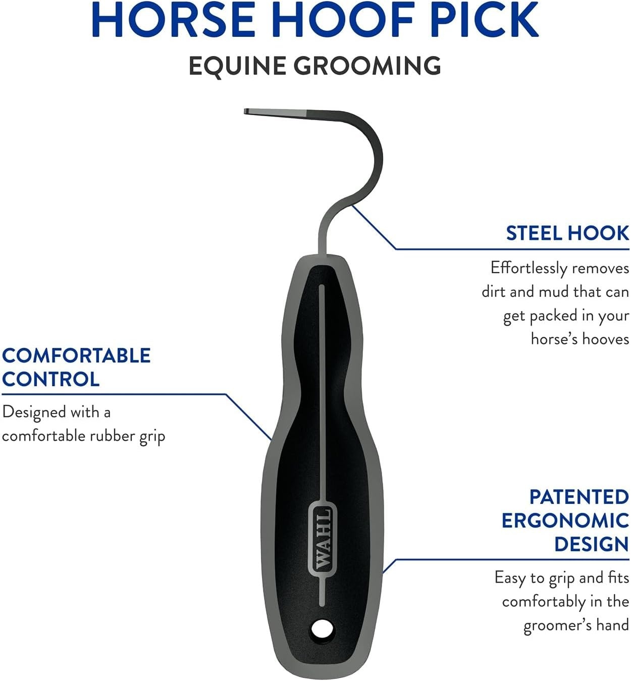 imageWAHL Professional Animal Equine Grooming Horse Hoof Pick 858710 Horse Hoof Pick for Grooming Ergonomic Comfort Rubber Handle Horse Cleaning Tool BlackBlack