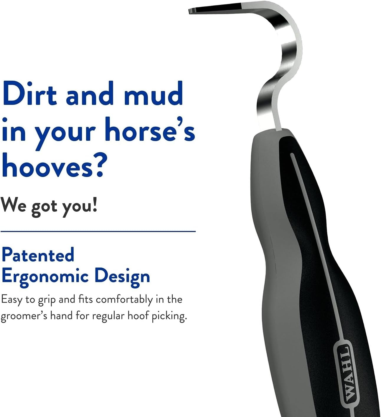 imageWAHL Professional Animal Equine Grooming Horse Hoof Pick 858710 Horse Hoof Pick for Grooming Ergonomic Comfort Rubber Handle Horse Cleaning Tool BlackBlack