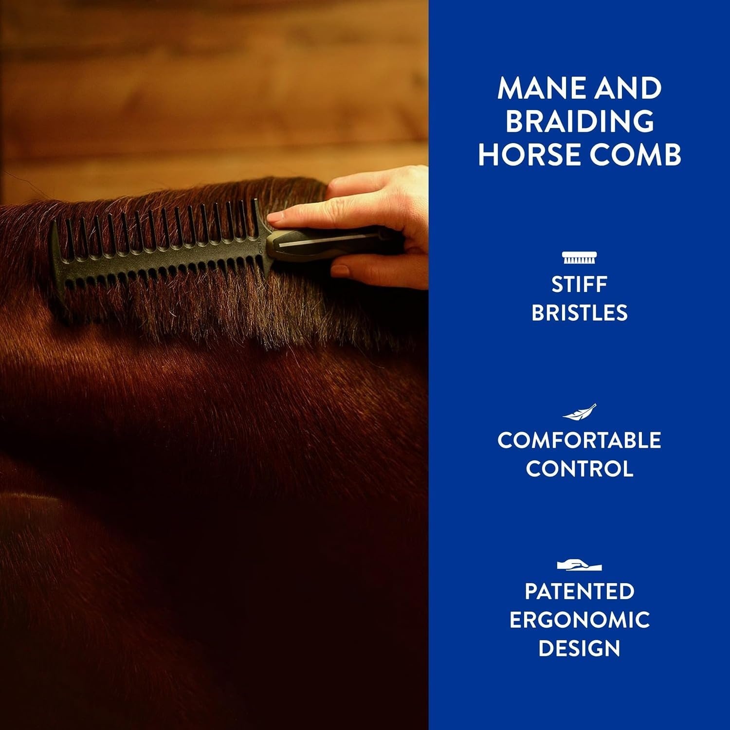 imageWAHL Professional Animal Mane amp Tail Brush Ergonomic Black Braiding Comb 858708 for Equine GroomingBlack