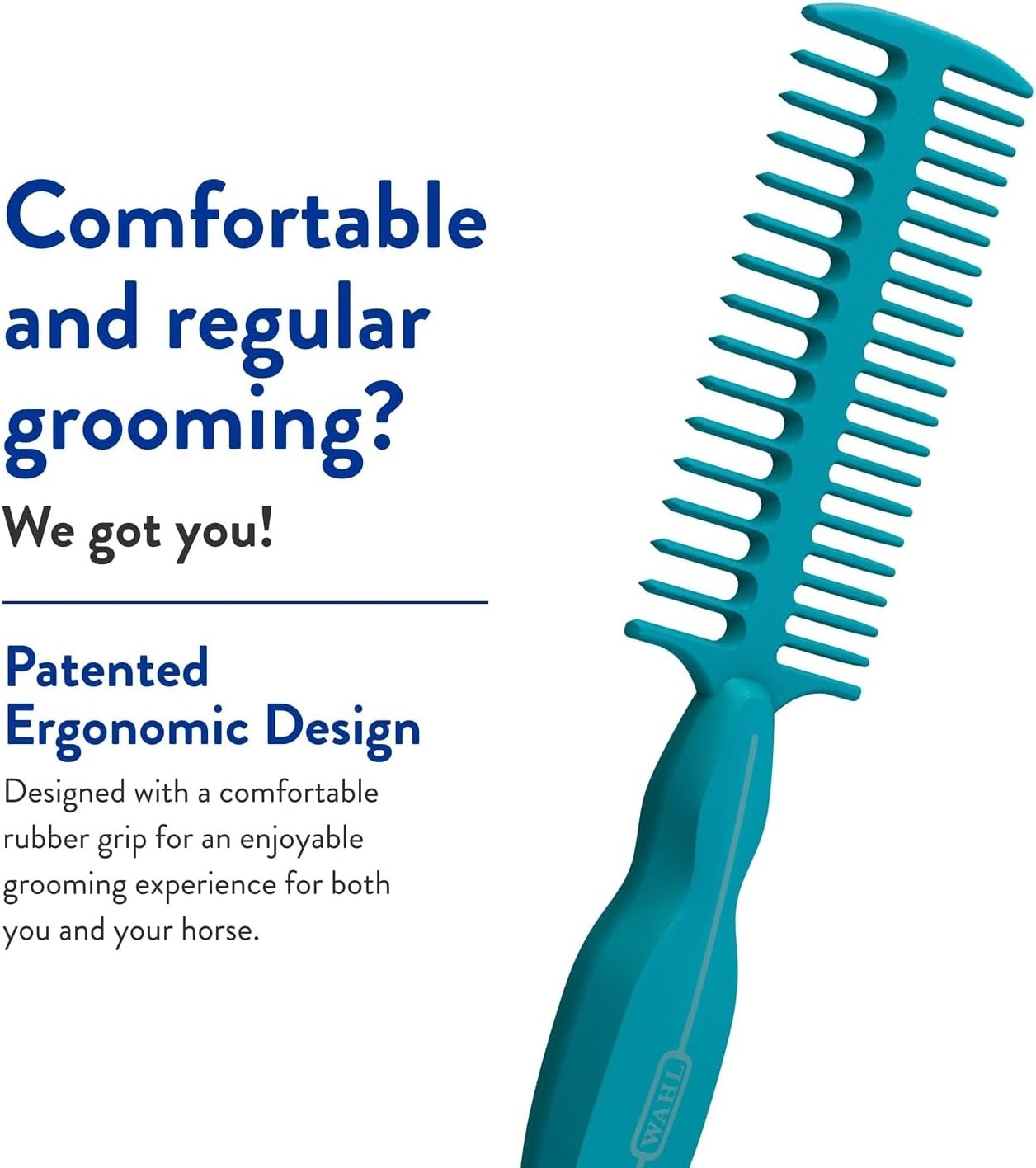 imageWAHL Professional Animal Mane amp Tail Brush Ergonomic Black Braiding Comb 858708 for Equine GroomingTurquoise
