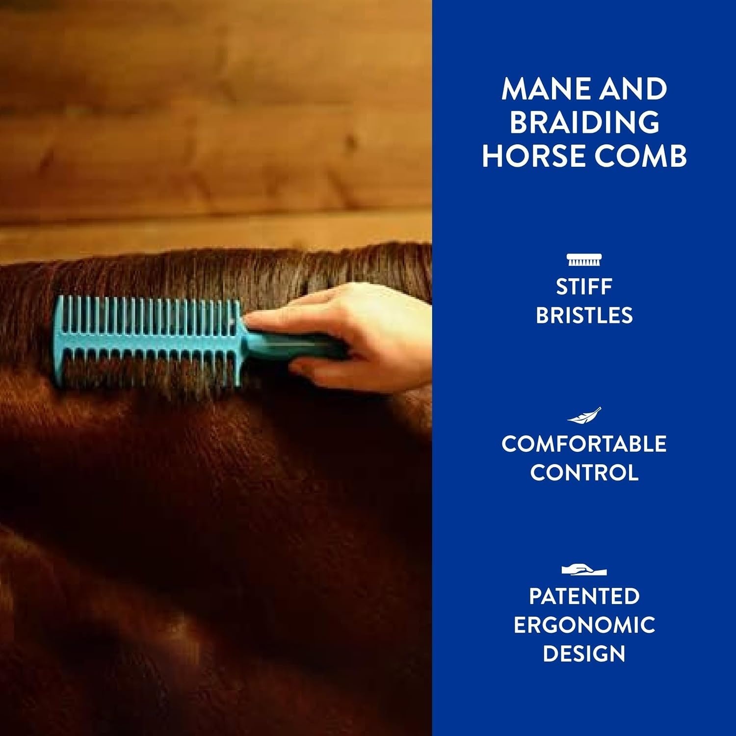 imageWAHL Professional Animal Mane amp Tail Brush Ergonomic Black Braiding Comb 858708 for Equine GroomingTurquoise