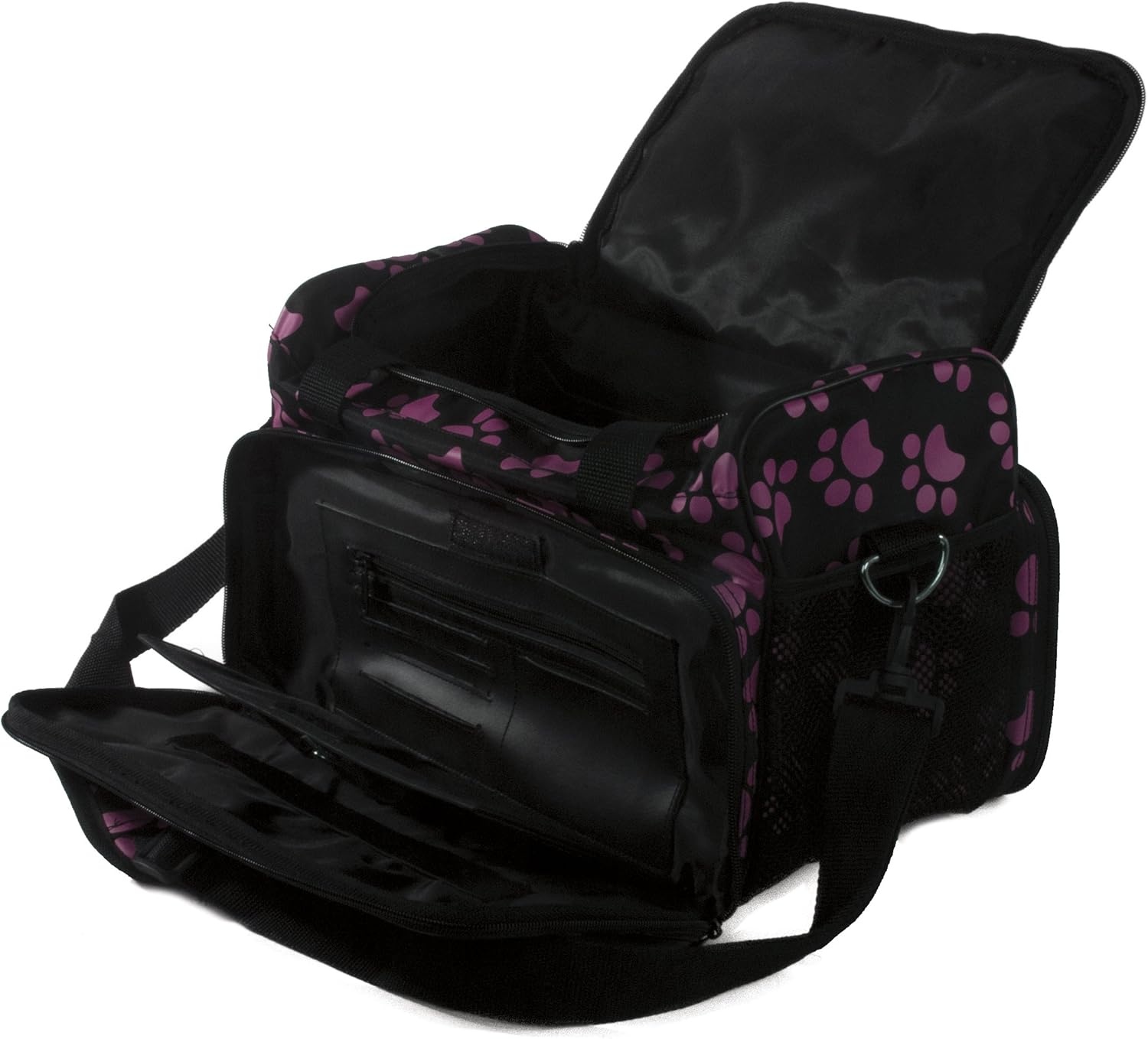 imageWAHL Professional Animal Travel Tote Bag with Zipper Travel Bag Storage Pack for Grooming Supplies for Dog Cat amp Pet Groomers 288 Inches Turquoise Paw Print Design 97764300Black and Berry