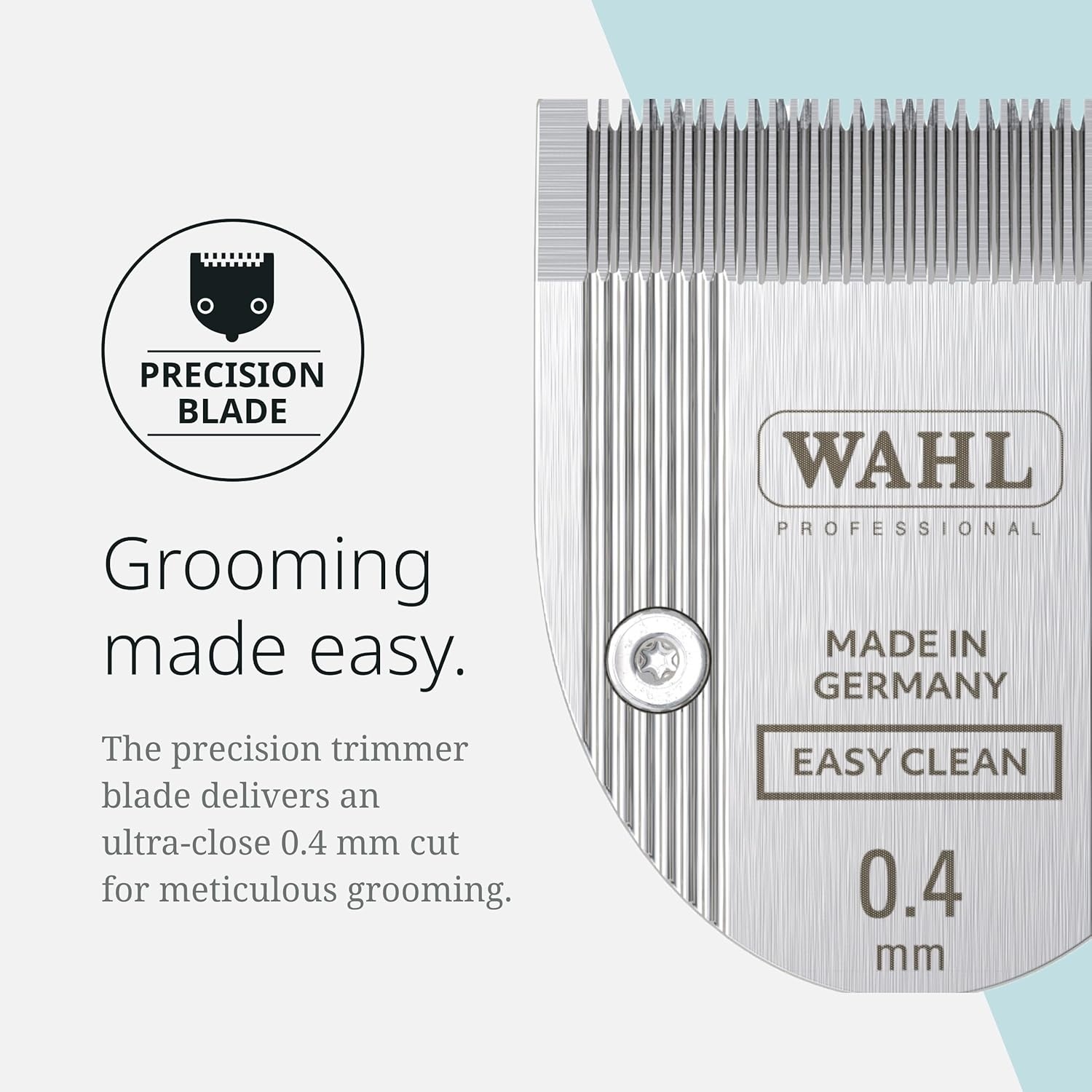 imageWahl Pro Animal Easy Clean Trimmer Blade Replacement Cat amp Dog Grooming Clipper Blade Compatible with Vetiva Mini amp BravMini 04 mm Cut Length