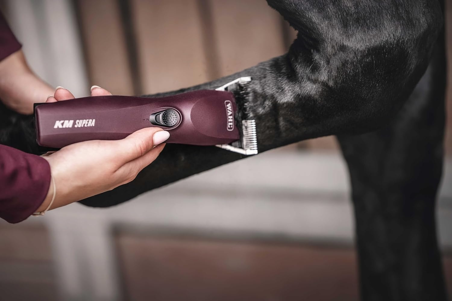 imageWahl Pro Animal KM Supera Cordless Equine Clipper Professional Horse Grooming Clipper Quiet Cordless Clipper BatteryPowered Grooming Tool