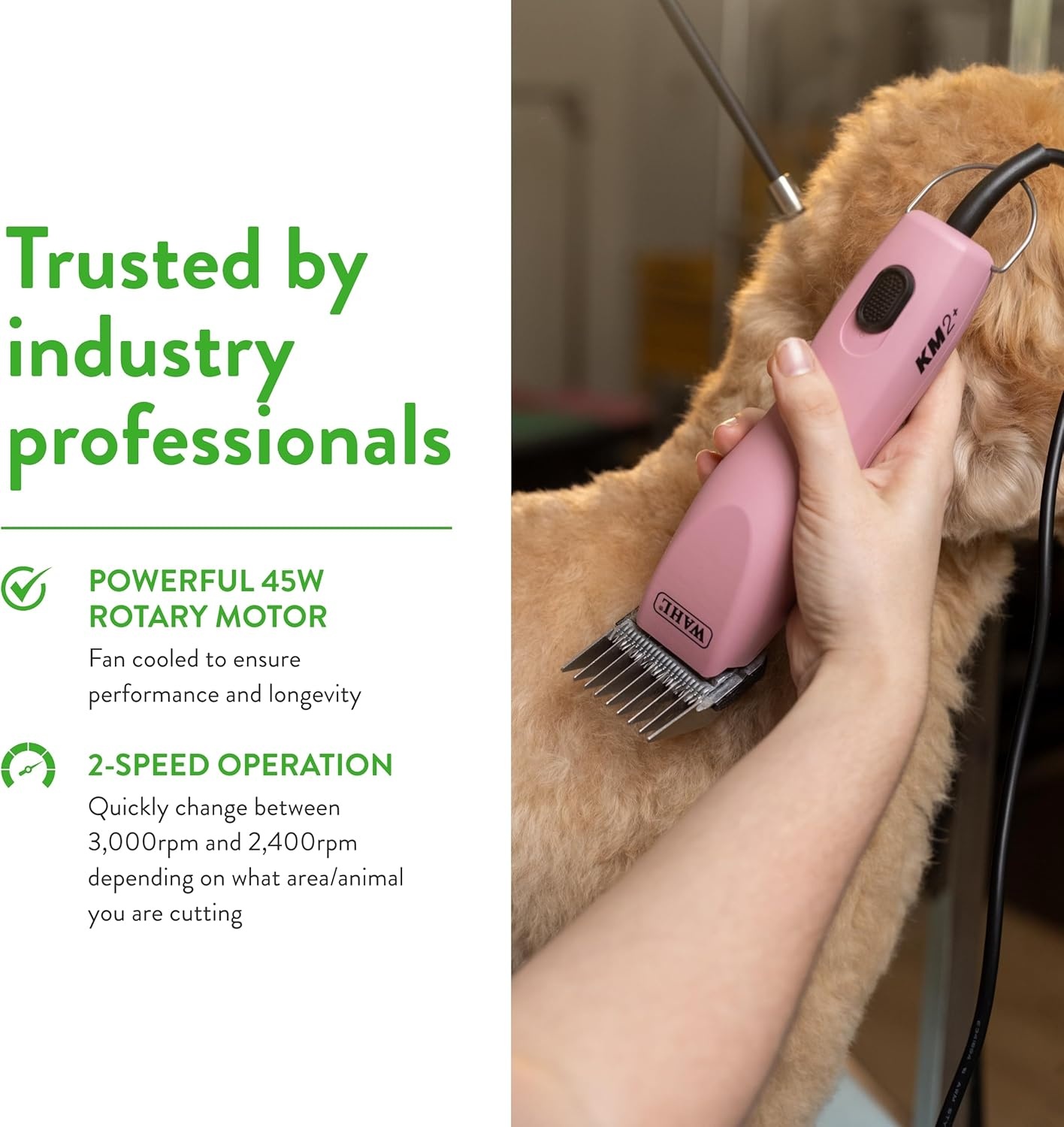 imageWahl Pro Animal KM2 Corded Clipper Pet Clippers for Cats Dogs amp Horses Premium Grooming Tools 2 Speeds amp 14Foot Cord Pink