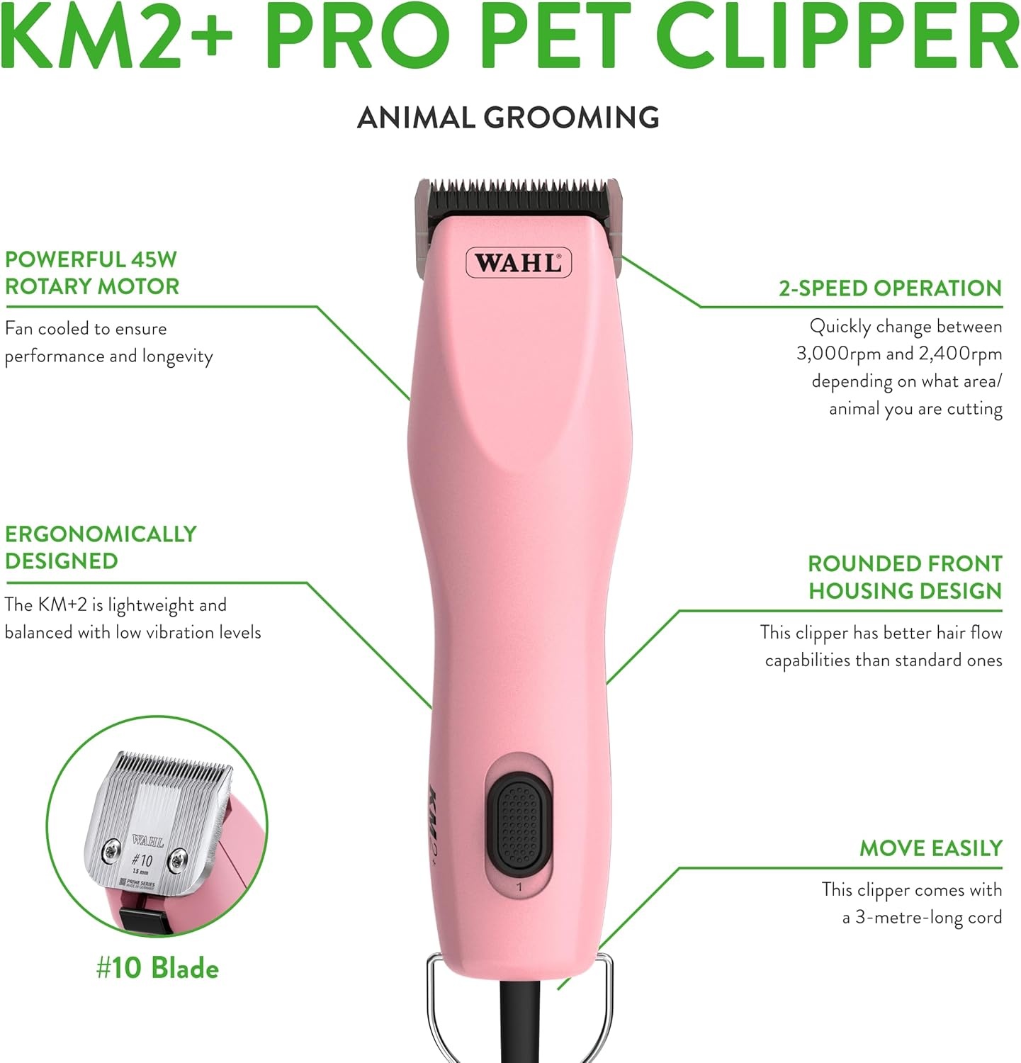 imageWahl Pro Animal KM2 Corded Clipper and Stainless Steel Attachment Guide Set