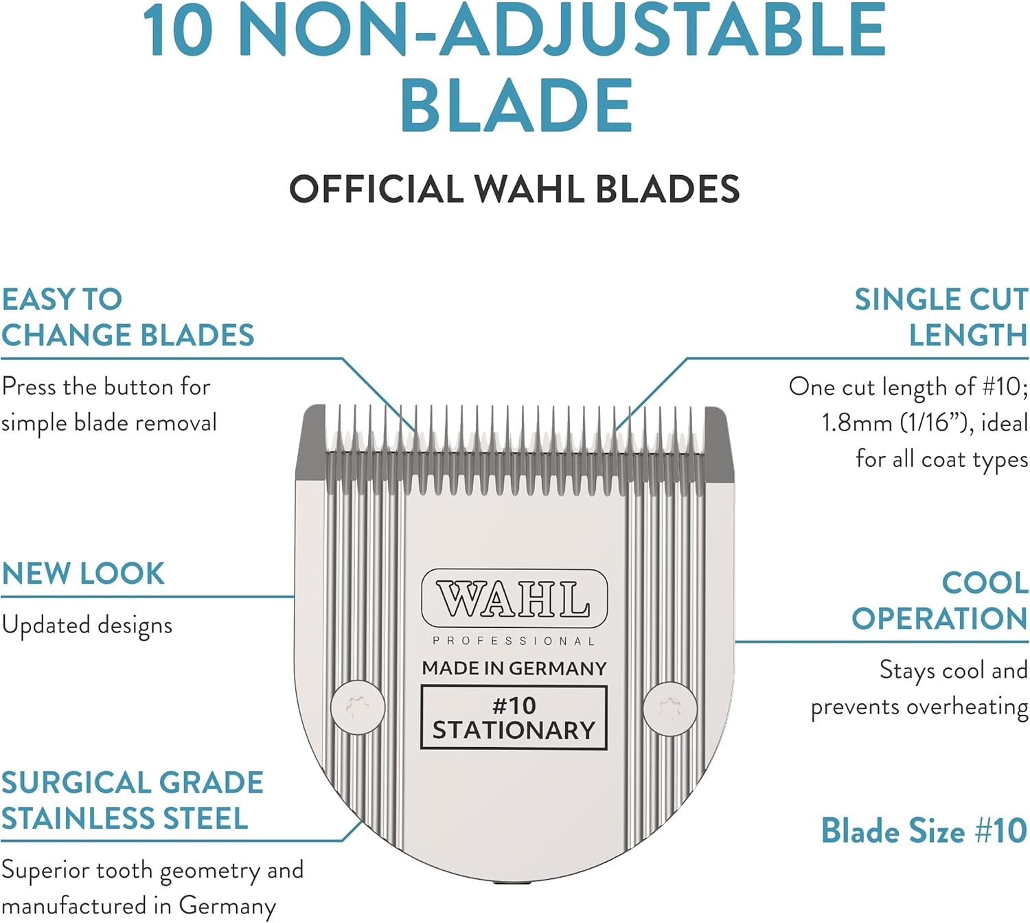 imageWahl Professional Animal 10 NonAdjustable Blade Arco 5 Style Groom Bravura Chromado Creativa amp Figura 5in1 Pet Dog amp Horse Clippers 418737230 Clipper Replacement Blades Silver