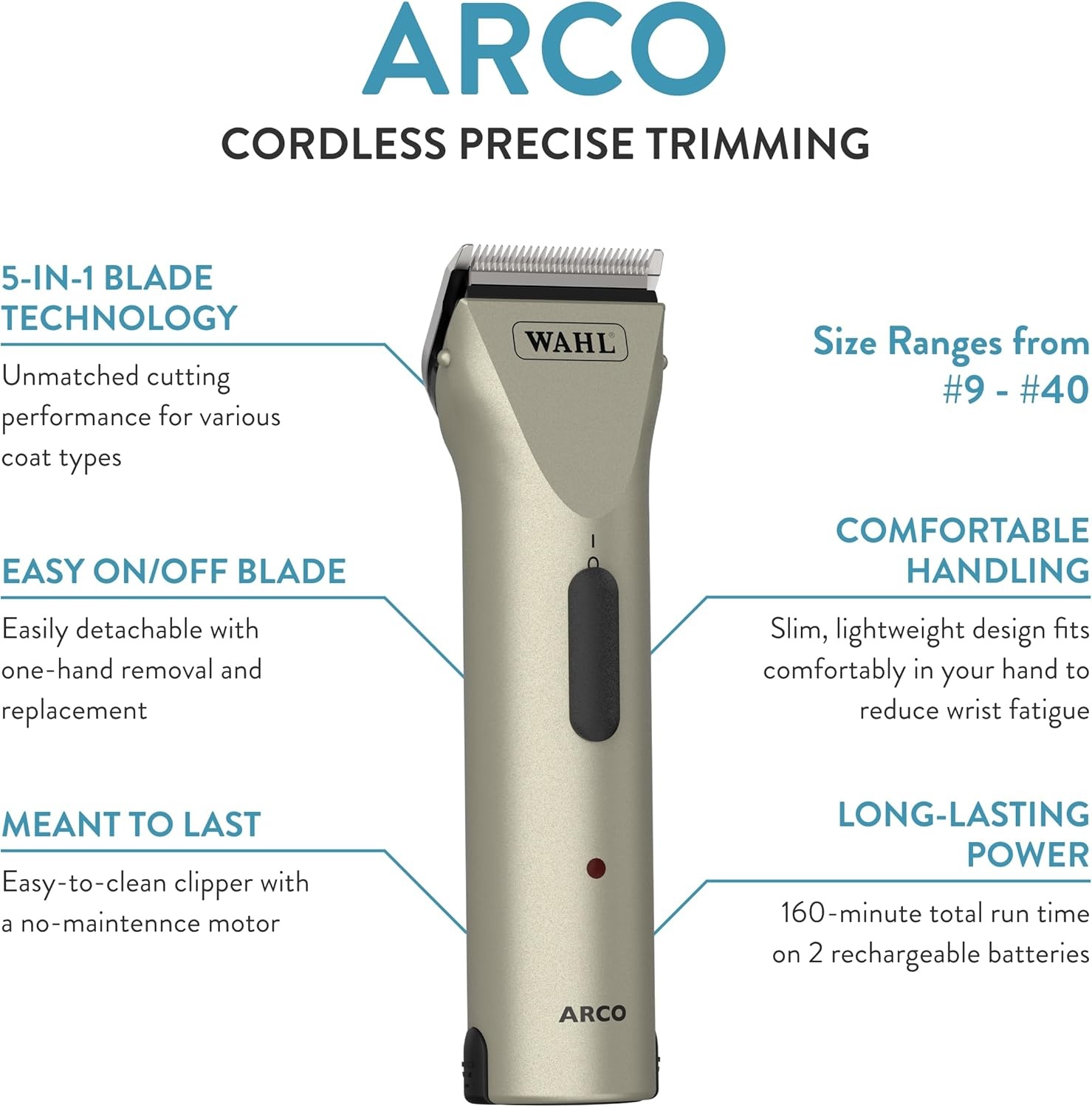 imageWahl Professional Animal Arco Equine Horse Cordless Clipper Kit Champagne 8786800