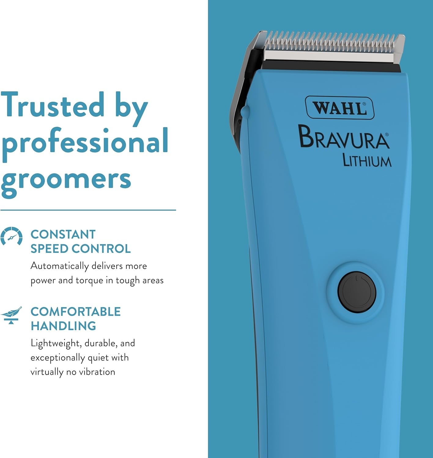 imageWahl Professional Animal Bravura Cordless Clipper Kit Turquoise with Stainless Steel Attachment Guide Comb Set