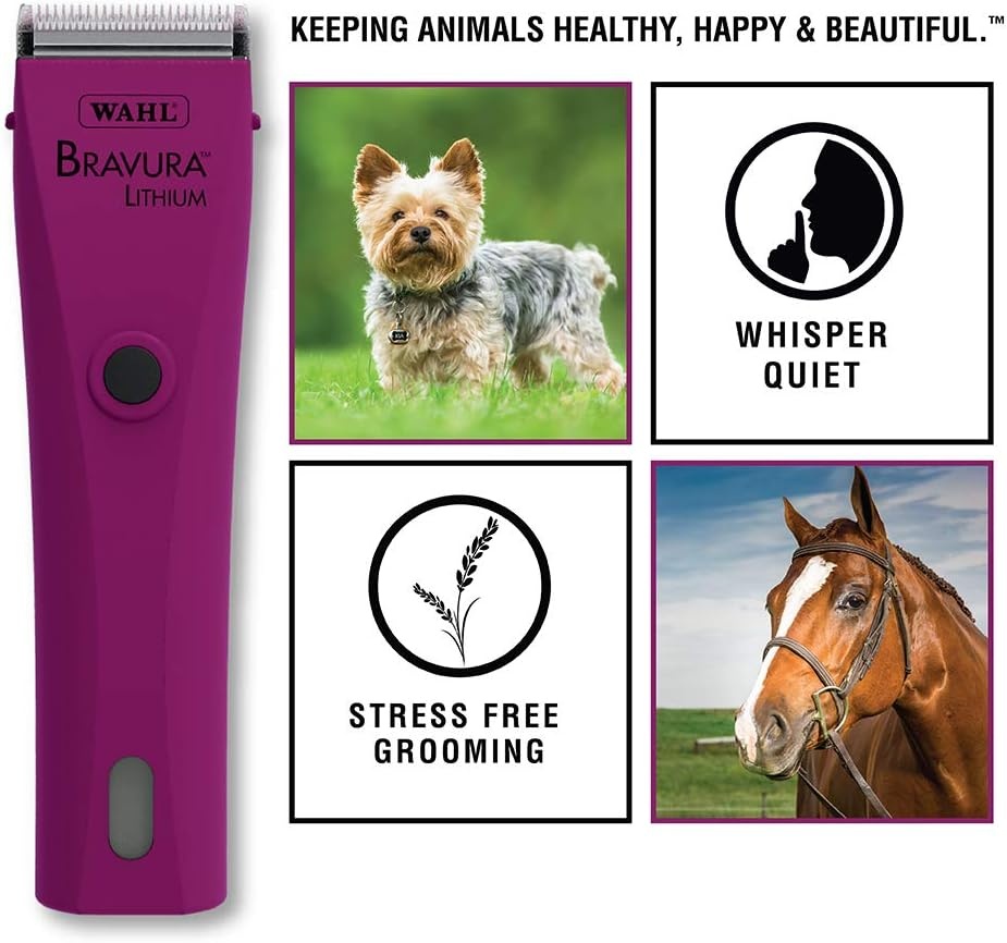 imageWahl Professional Animal Bravura Pet Dog Cat and Horse CordedCordless Clipper Kit Purple 418700423Berry