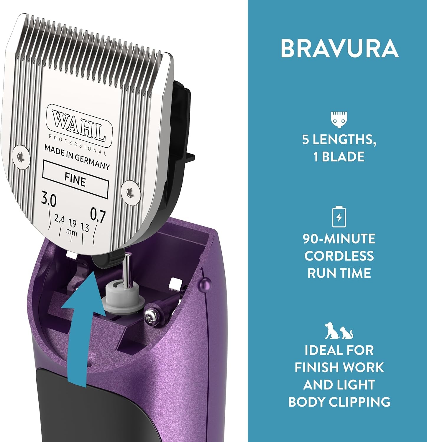 imageWahl Professional Animal Bravura Pet Dog Cat and Horse CordedCordless Clipper Kit Purple 418700423Purple