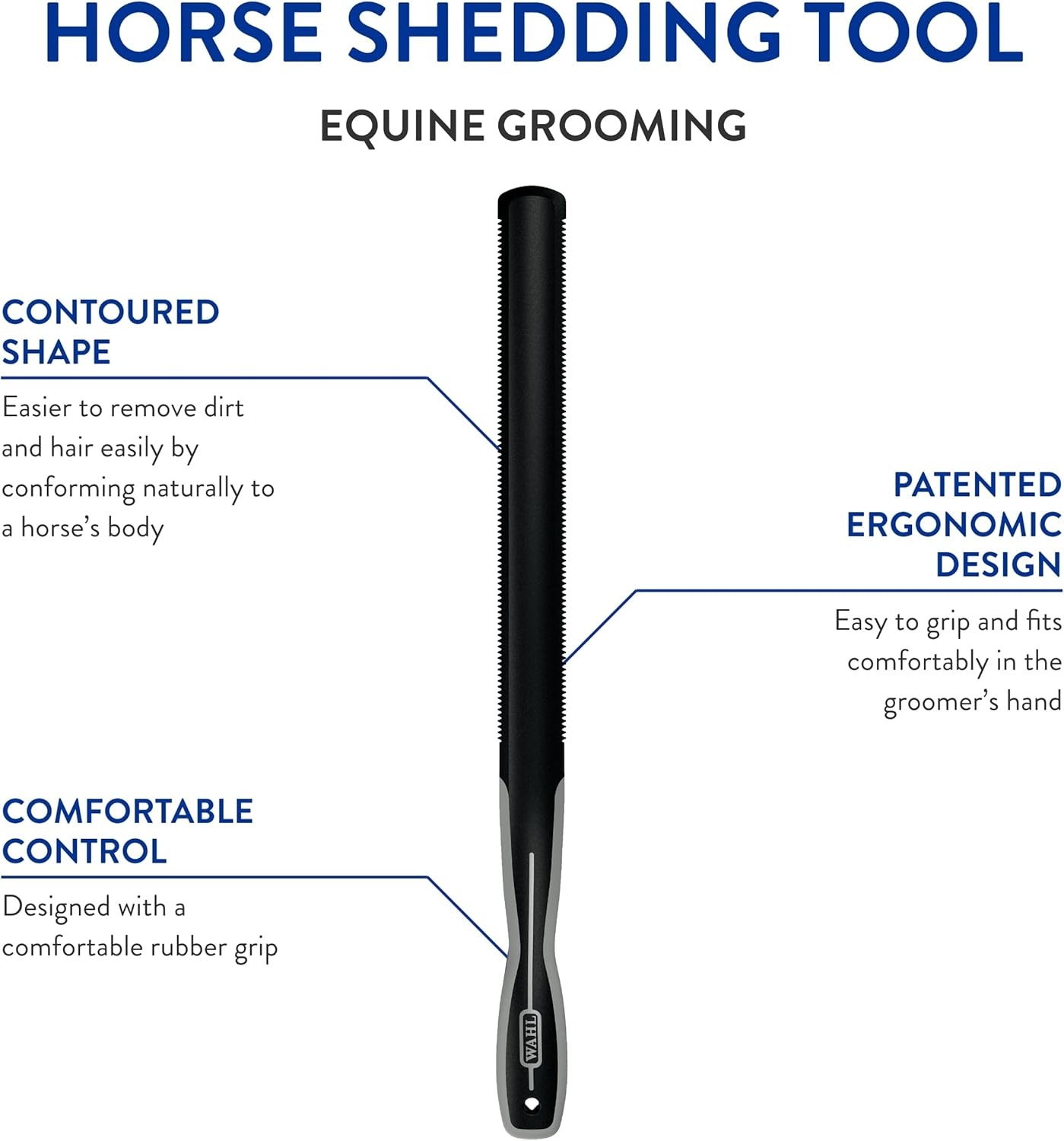 imageWahl Professional Animal Equine Grooming Horse Shedding Tool 858714 Contoured Shed Tool Hair Shedder amp Deshedder Removes Dirt Supplies Black
