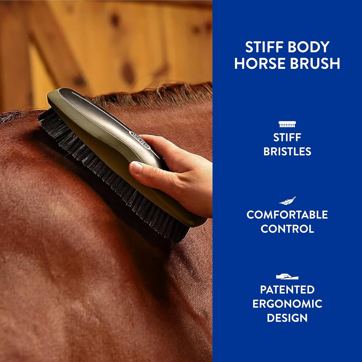 imageWahl Professional Animal Equine Grooming Stiff Body Horse Brush Black 858705Black