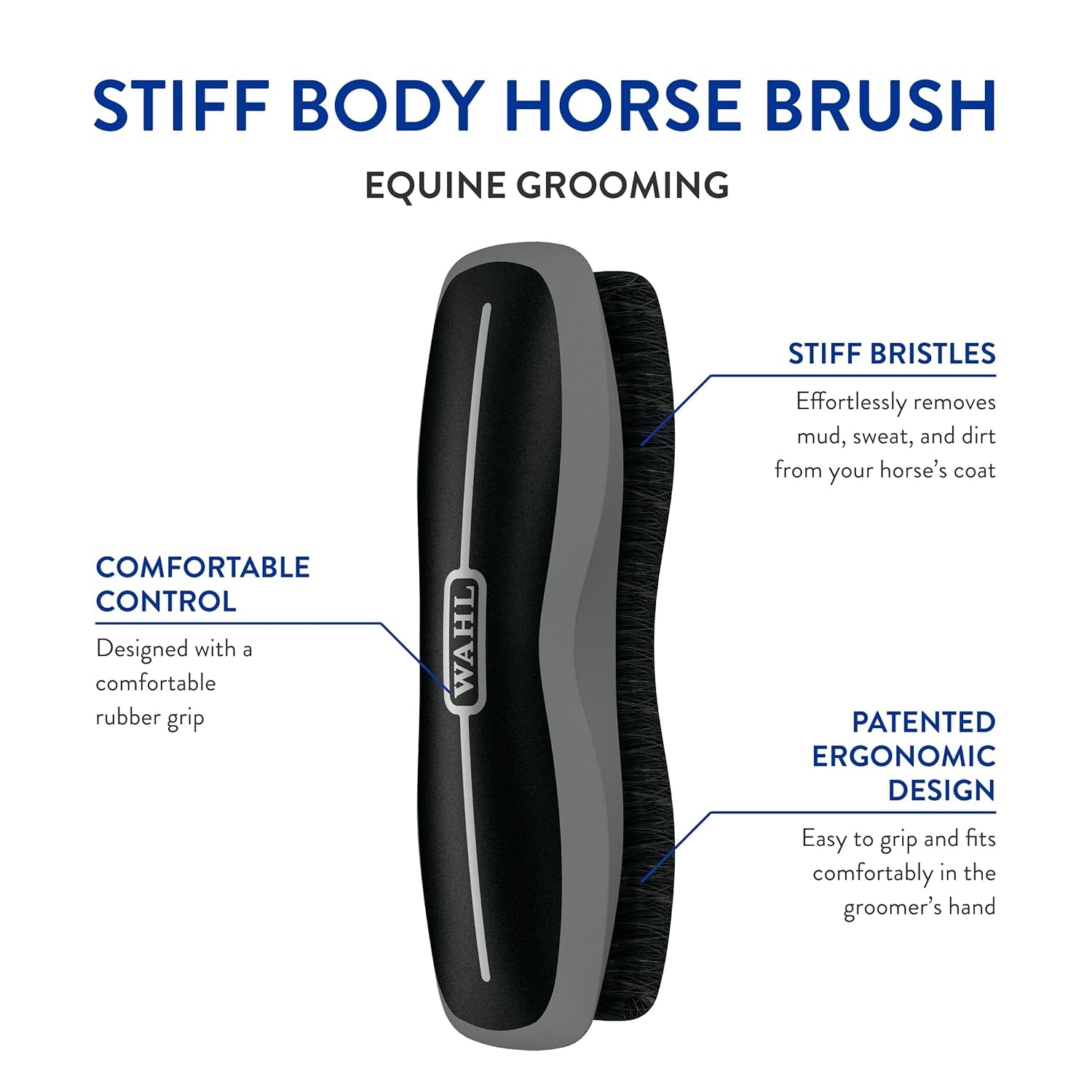 imageWahl Professional Animal Equine Grooming Stiff Body Horse Brush Black 858705Black
