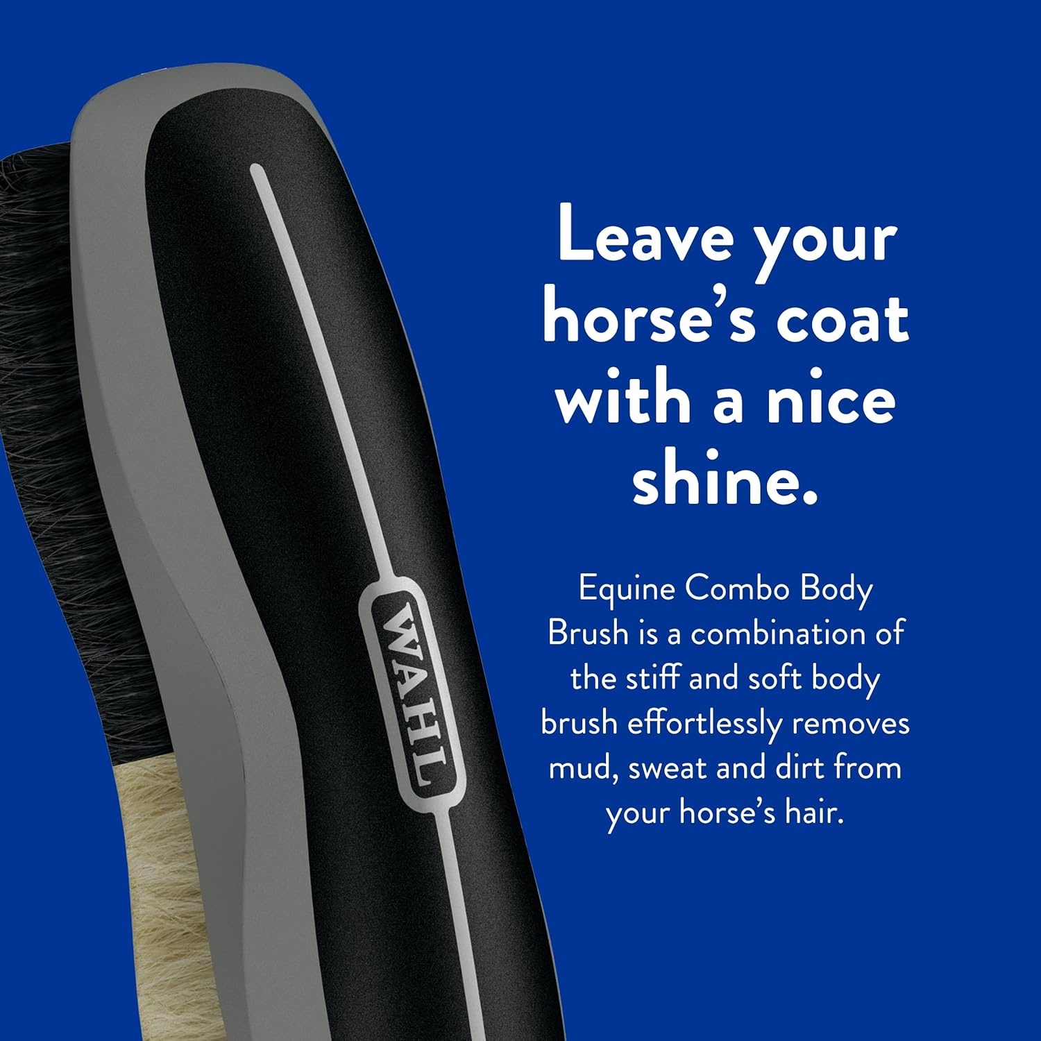 imageWahl Professional Animal Equine Grooming Stiff Body Horse Brush Black 858705BlackBeige