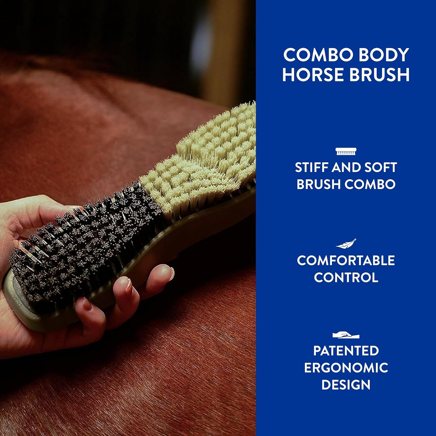 imageWahl Professional Animal Equine Grooming Stiff Body Horse Brush Black 858705BlackBeige