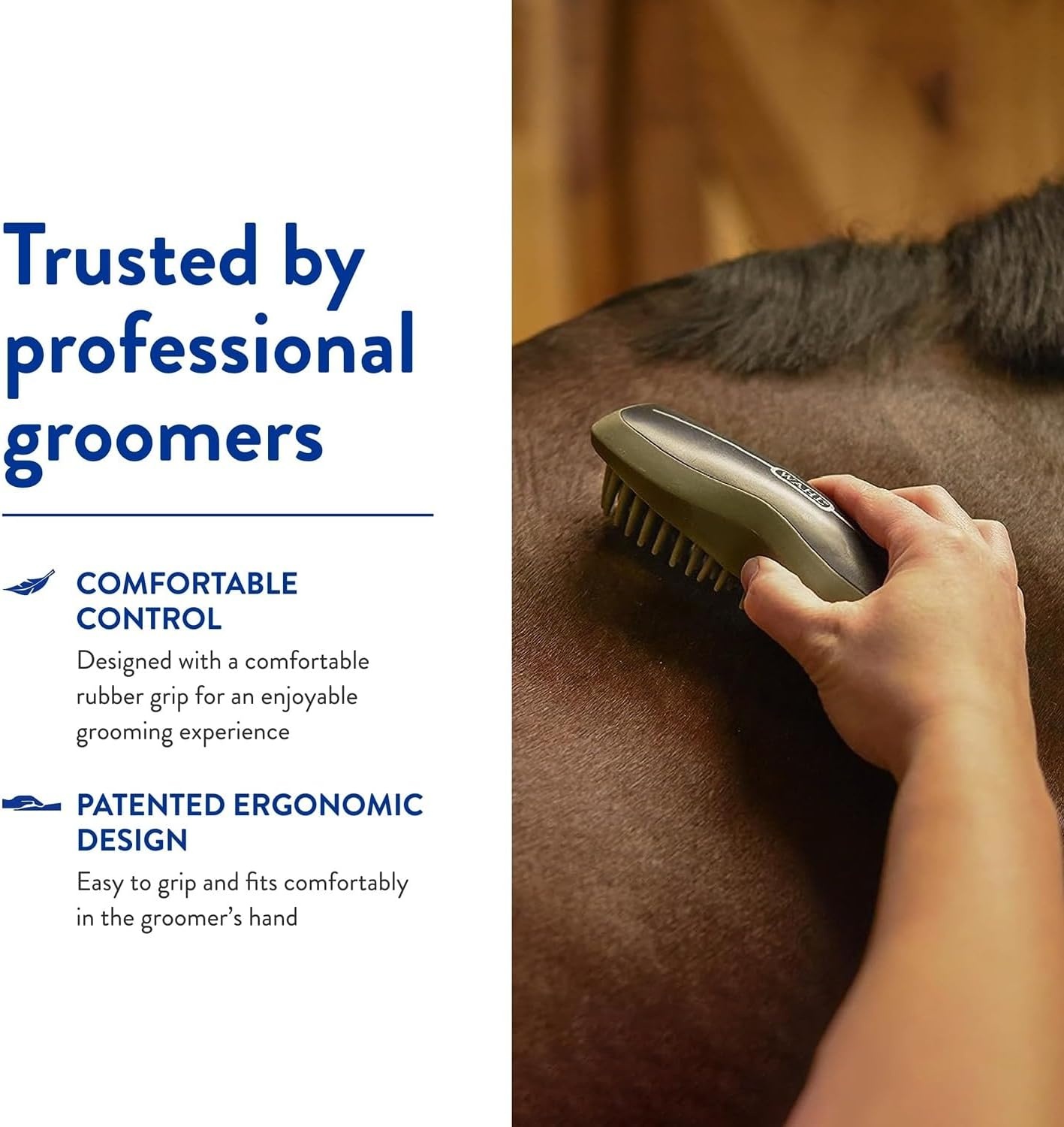 imageWahl Professional Animal Ergonomic Horse Grooming Rubber Curry Brush 858712 Black Hair Type All For EquestriansBlack