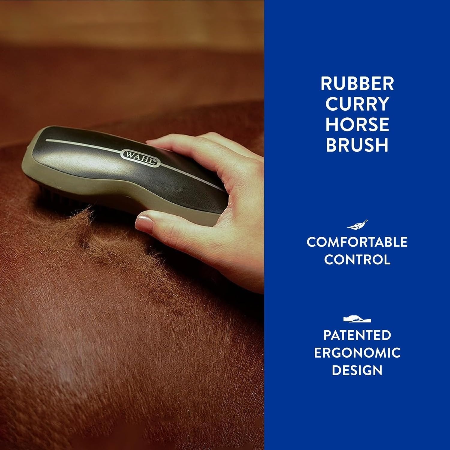 imageWahl Professional Animal Ergonomic Horse Grooming Rubber Curry Brush 858712 Black Hair Type All For EquestriansBlack