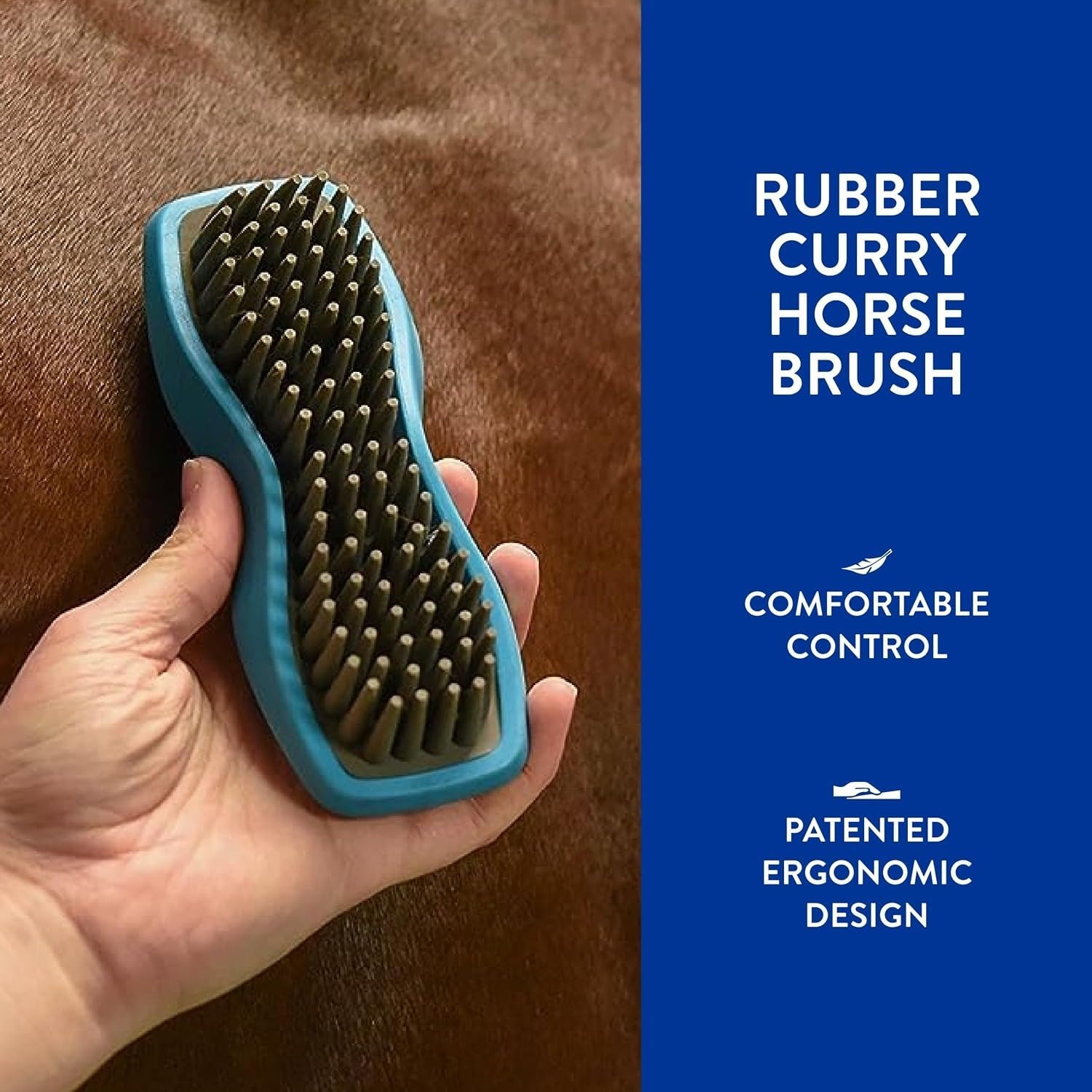 imageWahl Professional Animal Ergonomic Horse Grooming Rubber Curry Brush 858712 Black Hair Type All For EquestriansTurquoise