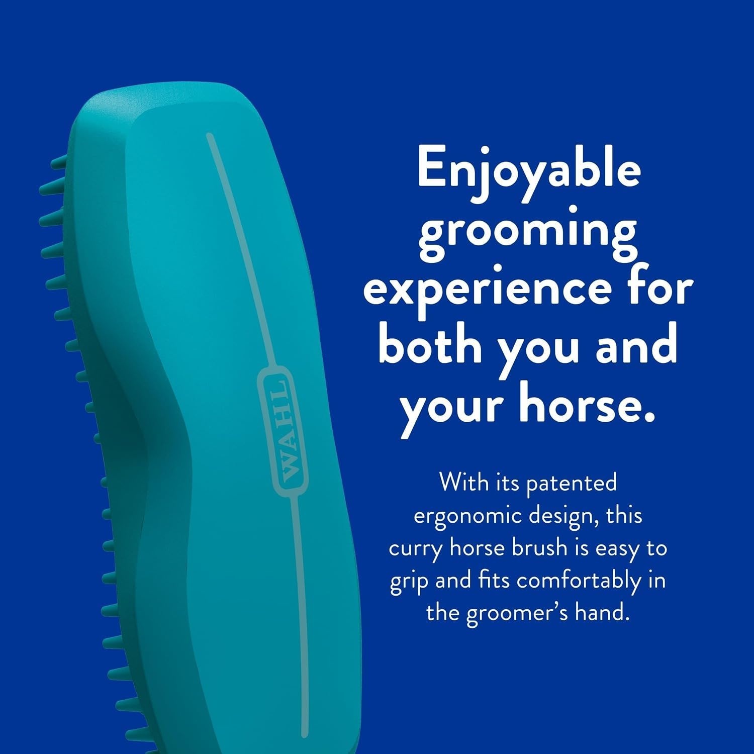 imageWahl Professional Animal Ergonomic Horse Grooming Rubber Curry Brush 858712 Black Hair Type All For EquestriansTurquoise
