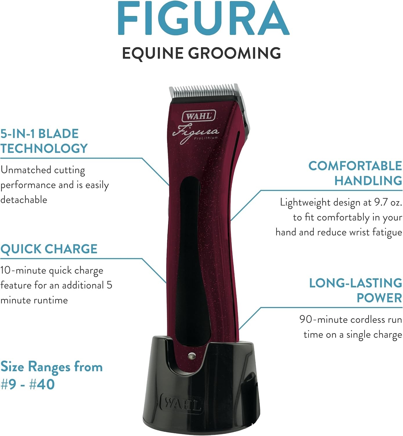 imageWahl Professional Animal Figura Equine Horse Cordless Clipper Kit 8868200 Metallic Red