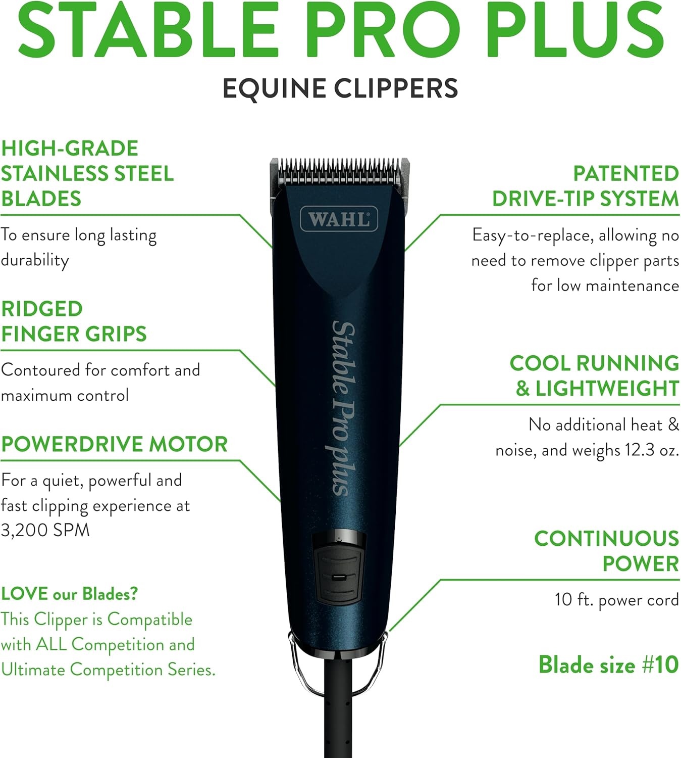 imageWahl Professional Animal Stable Pro Plus Horse Clipper Kit 9774 Premium Horse Clippers Horse Grooming Supplies Lightweight Quiet Cool Clippers 3200 SPM 1 Speed