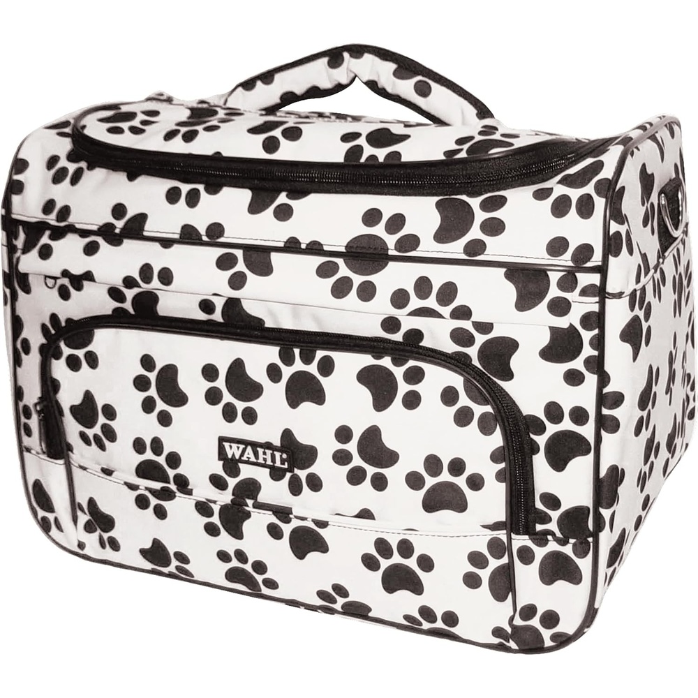 imageWAHL Professional Animal Travel Tote Bag with Zipper Travel Bag Storage Pack for Grooming Supplies for Dog Cat amp Pet Groomers 288 Inches Turquoise Paw Print Design 97764300White and Black
