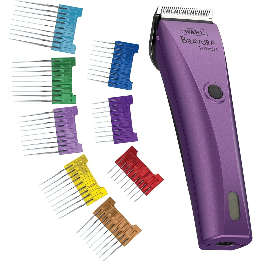 imageWahl Professional Animal Bravura Purple with Stainless Steel Attachment Guide Comb Set