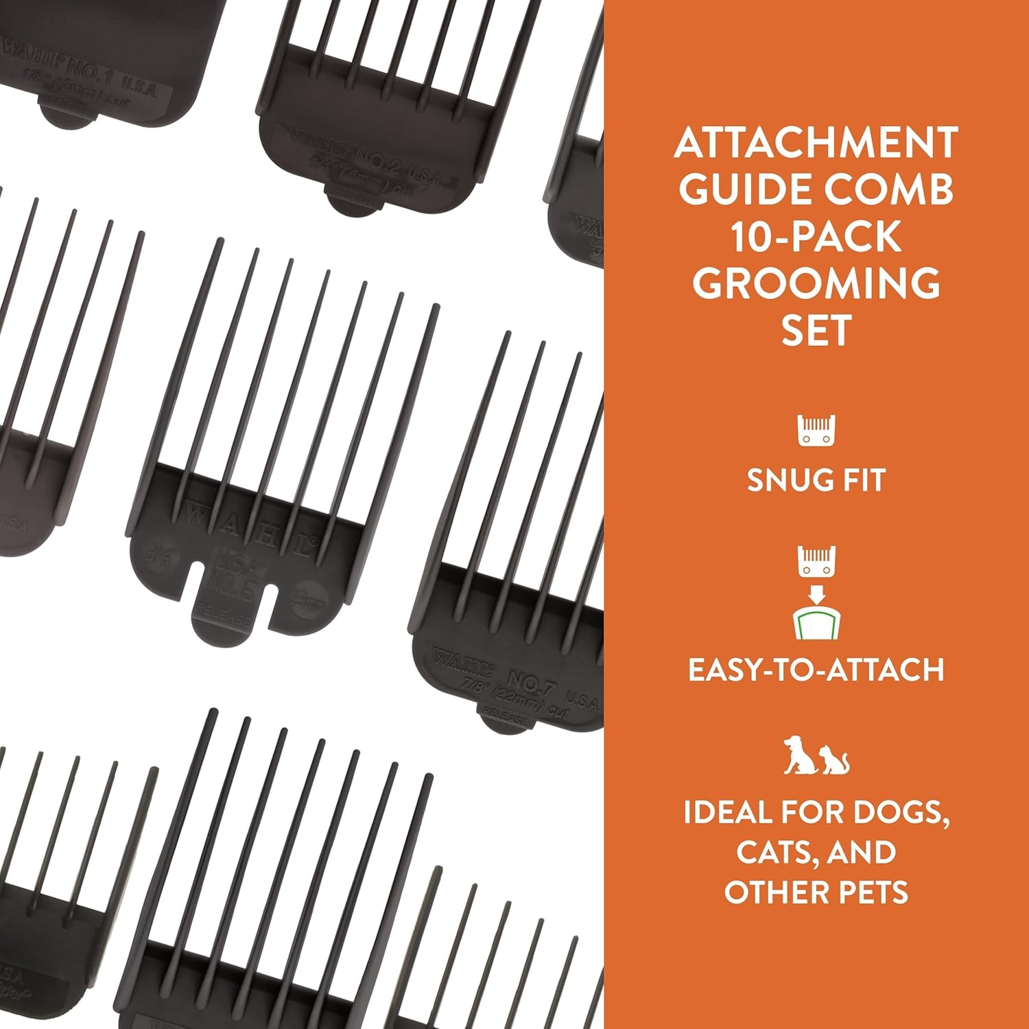 image:imageWAHL Professional Animal Attachment Guide Comb 10Pack Grooming Set Fits only with Wahls Show Pro Plus Color Groom Stable Grip Iron Horse Pro Ion UClip amp Deluxe UClip Clippers 3173500