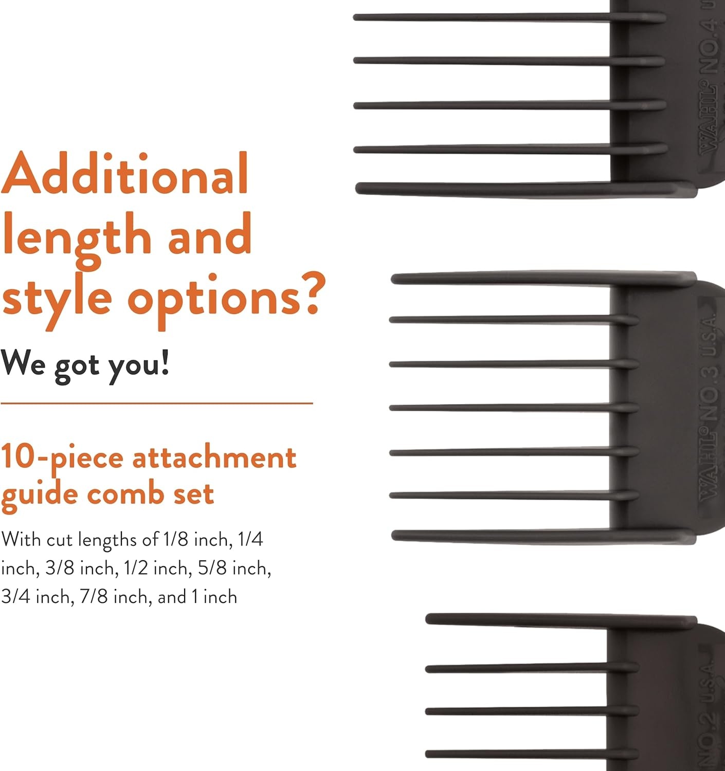 image:imageWAHL Professional Animal Attachment Guide Comb 10Pack Grooming Set Fits only with Wahls Show Pro Plus Color Groom Stable Grip Iron Horse Pro Ion UClip amp Deluxe UClip Clippers 3173500