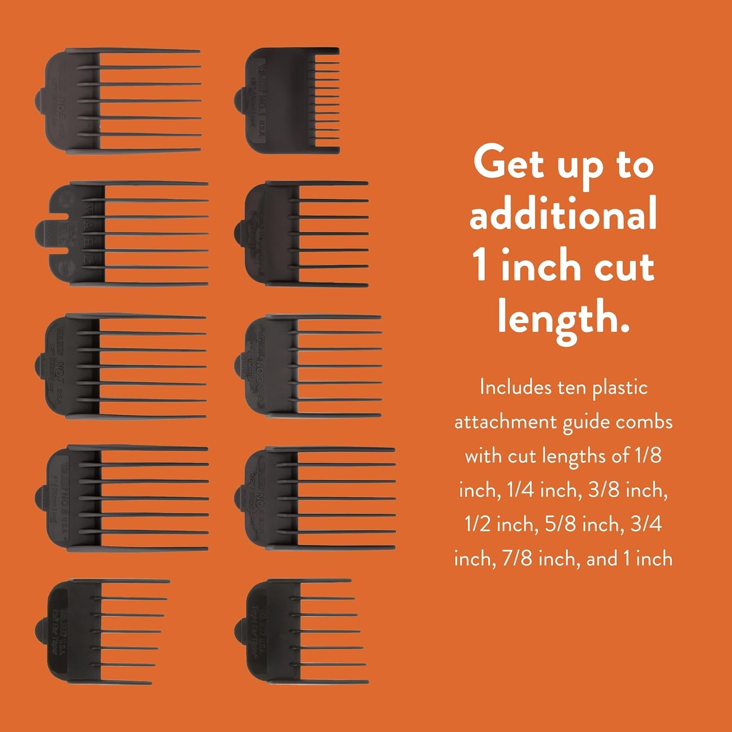 image:imageWAHL Professional Animal Attachment Guide Comb 10Pack Grooming Set Fits only with Wahls Show Pro Plus Color Groom Stable Grip Iron Horse Pro Ion UClip amp Deluxe UClip Clippers 3173500
