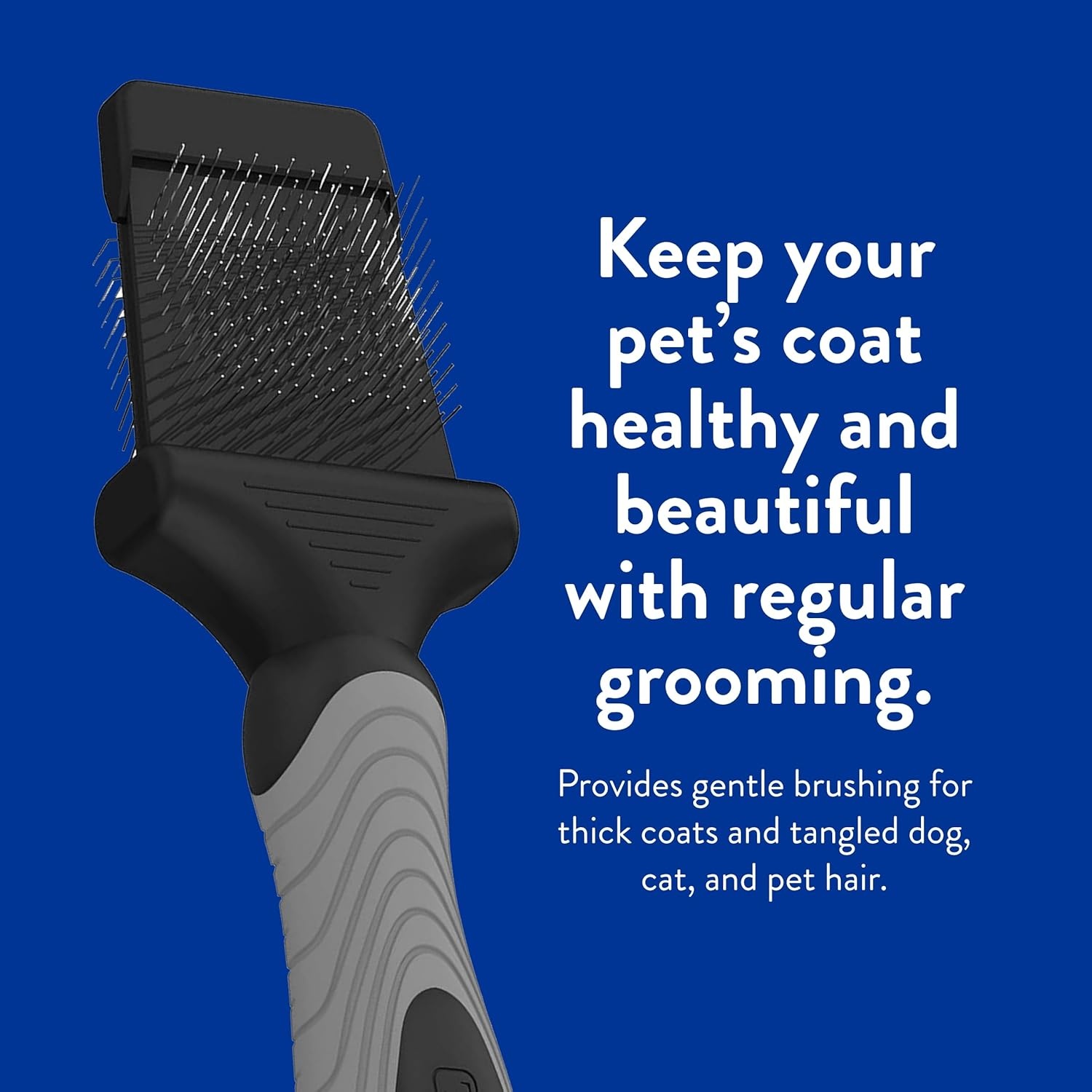 imageWAHL Professional Animal DoubleSided Flex Slicker Brush for Dogs amp Cats 858478 Durable Pin Brush for LongHaired Breeds like Bichon Frises amp Collies Ergonomic Black amp Gray Grooming Tool