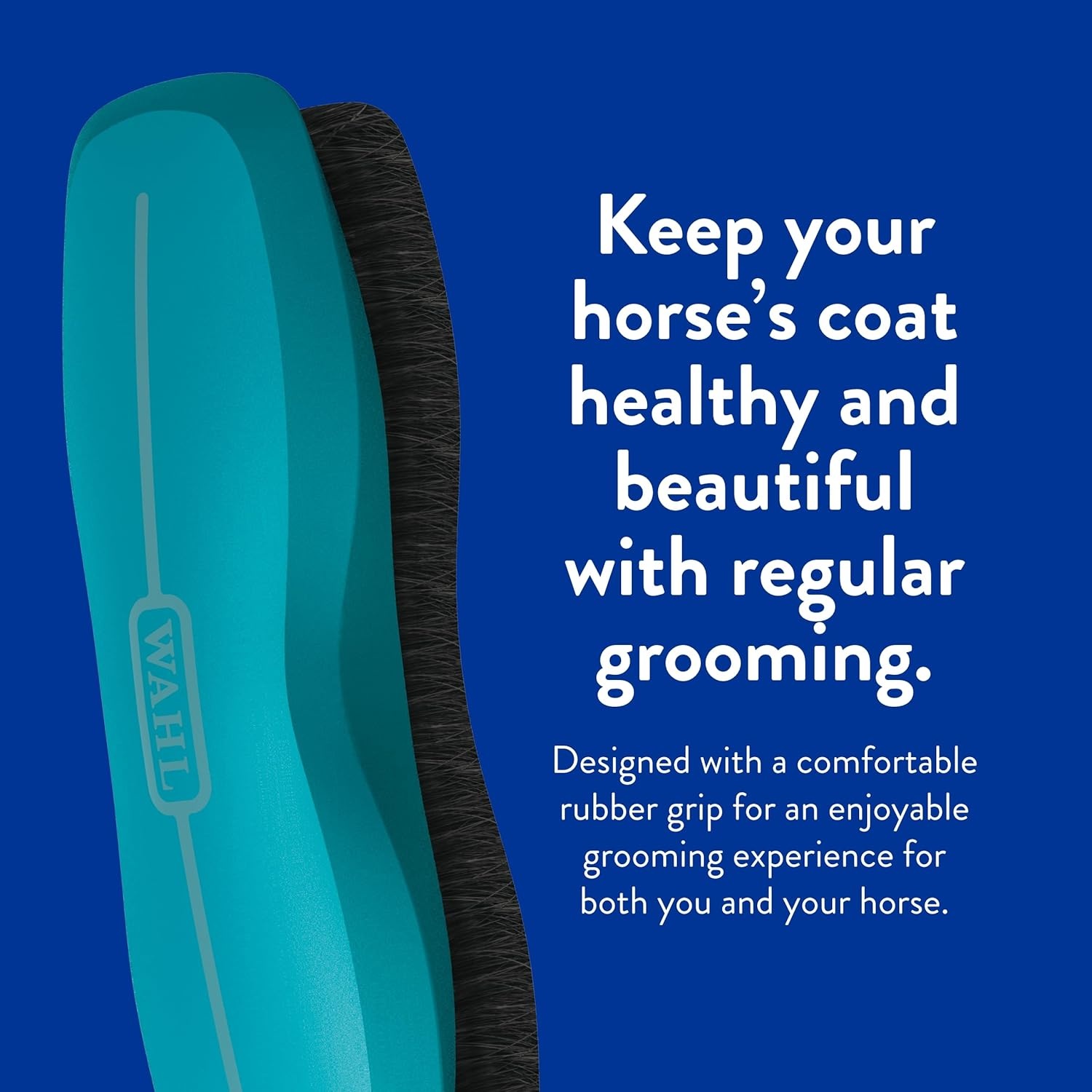 image:imageWAHL Professional Animal Equine Grooming Stiff Body Horse Brush Horse Grooming Brush Comfortable Stiff Equine Brush Ergonomic Design Removes Dirt Sweat amp Loose Hair Turquoise 858705100Turquoise